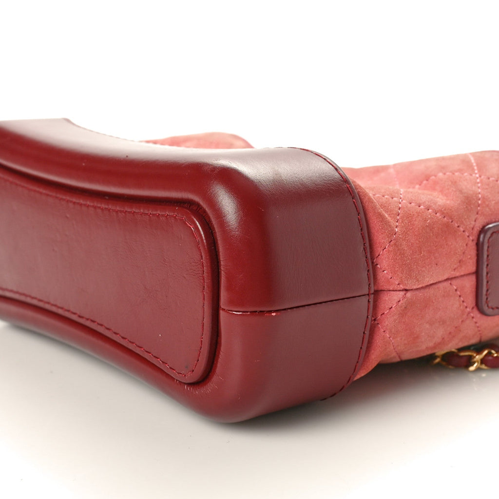 Suede Quilted Small Gabrielle Hobo Red