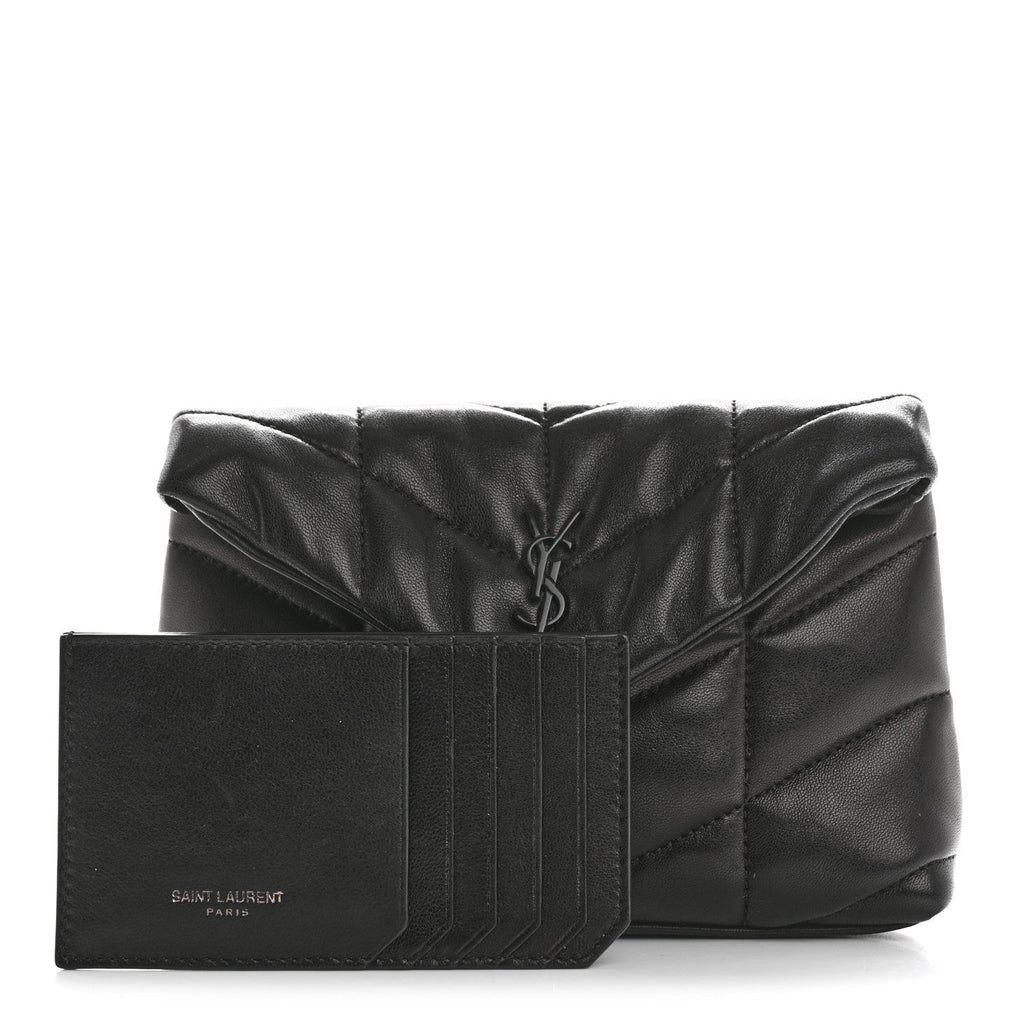 Lambskin Monogram Loulou Puffer Pouch Clutch Black