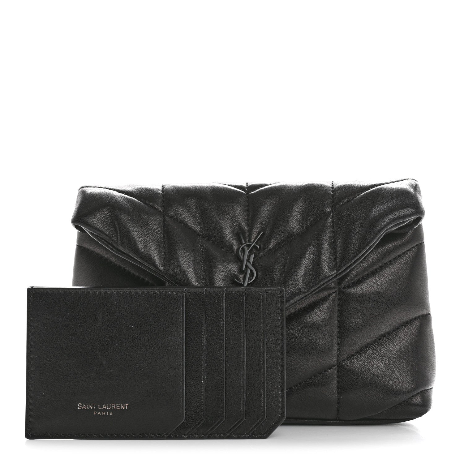 Lambskin Monogram Loulou Puffer Pouch Clutch Black