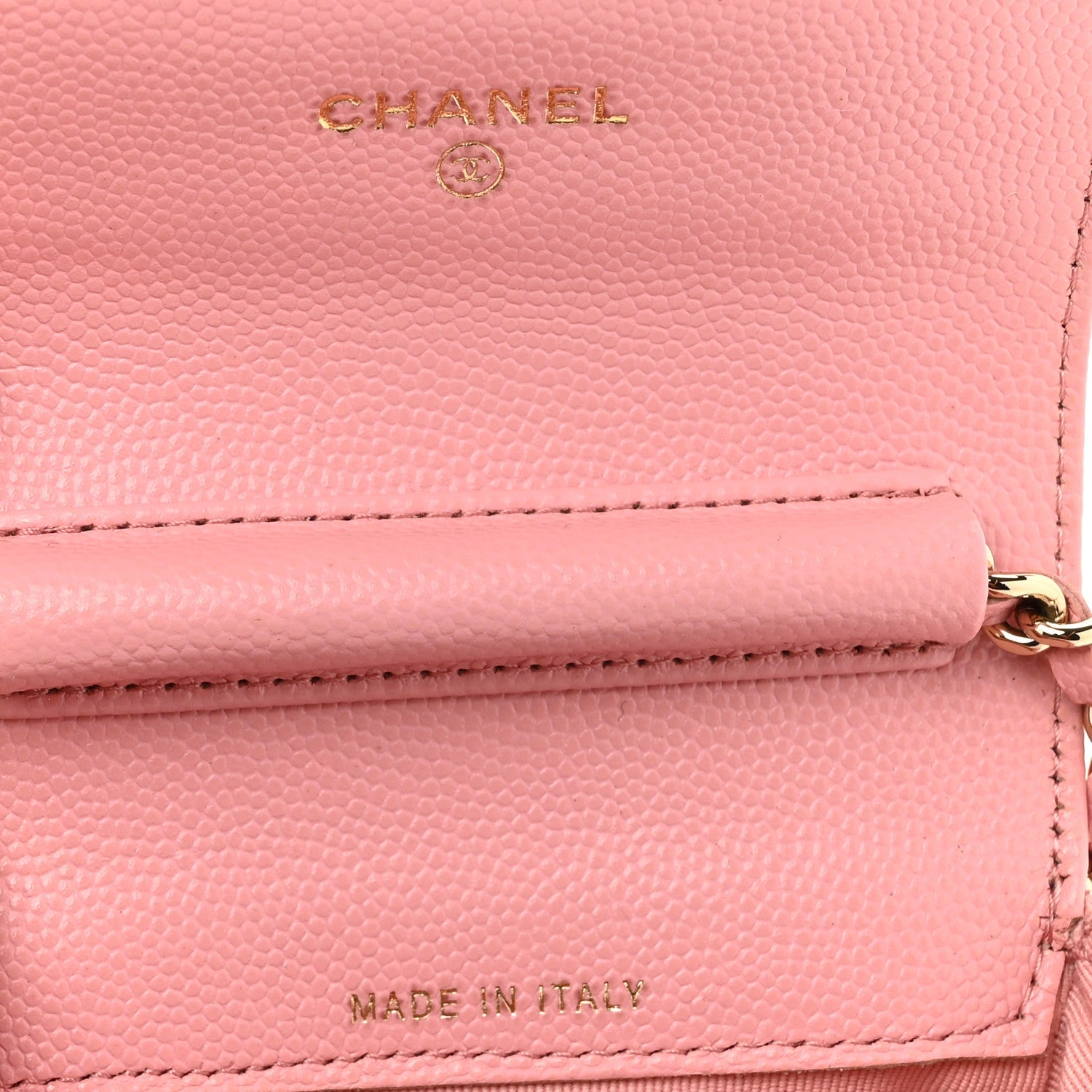 Caviar Quilted Mini Clutch With Chain Pink