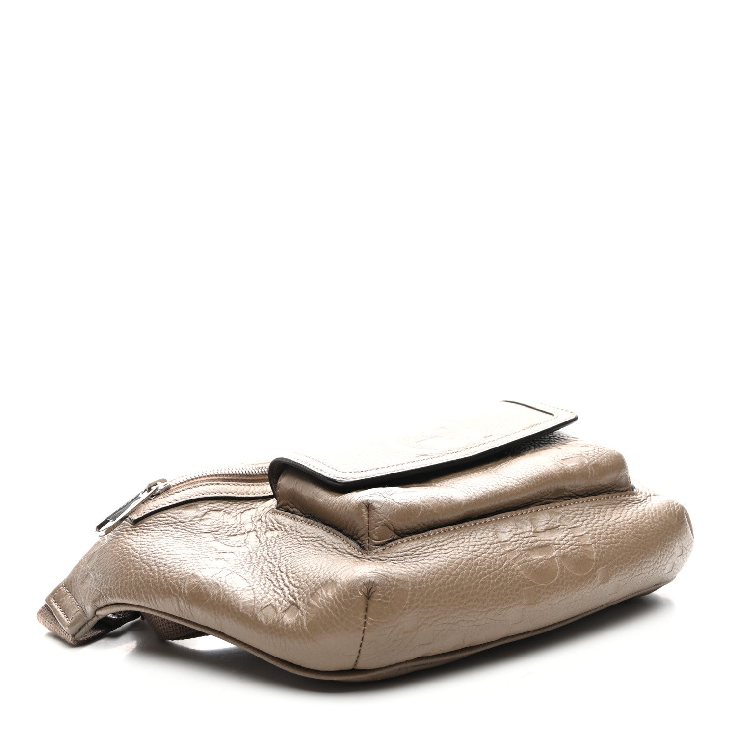 Piuma Calfskin Jumbo GG Embossed Pocket Belt Bag Good Taupe