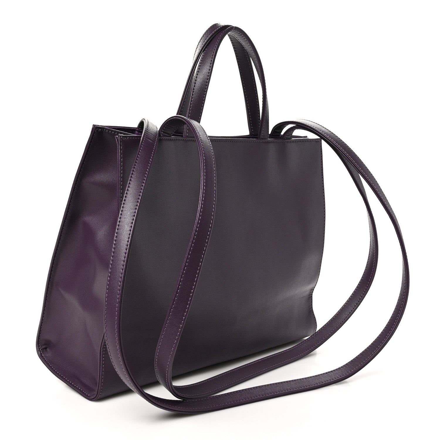 Vegan Leather Medium Shopping Bag Eggplant