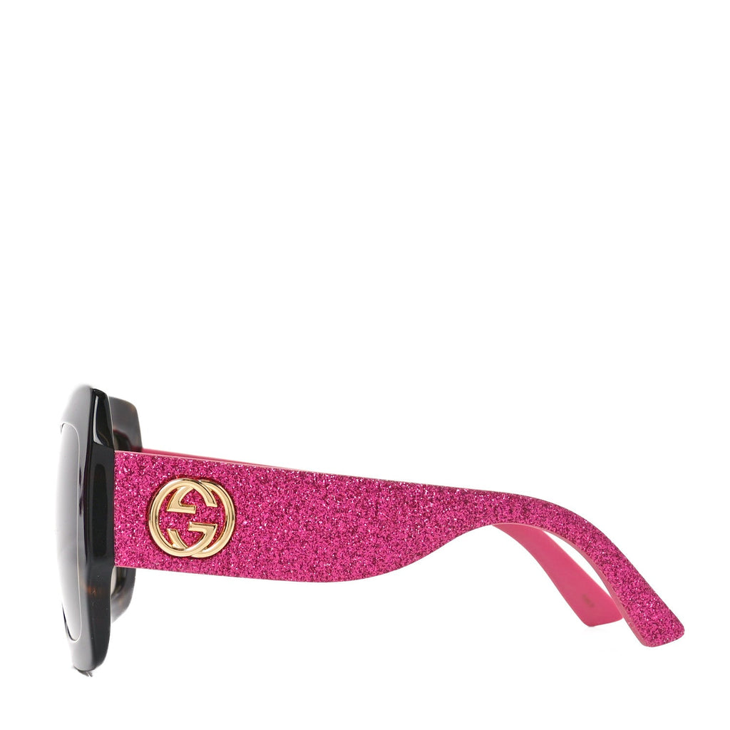 Square Frame GG0102S Sunglasses Glitter Pink Multi