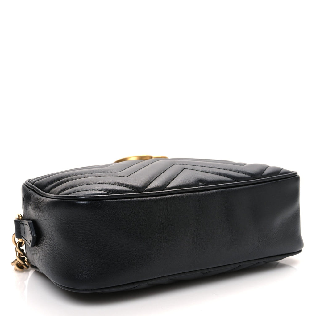 Calfskin Matelasse Small GG Marmont Chain Shoulder Bag Black