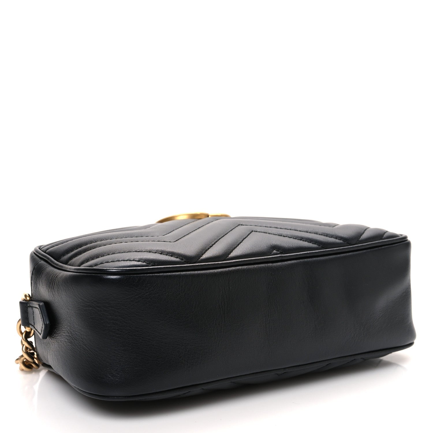 Calfskin Matelasse Small GG Marmont Chain Shoulder Bag Black