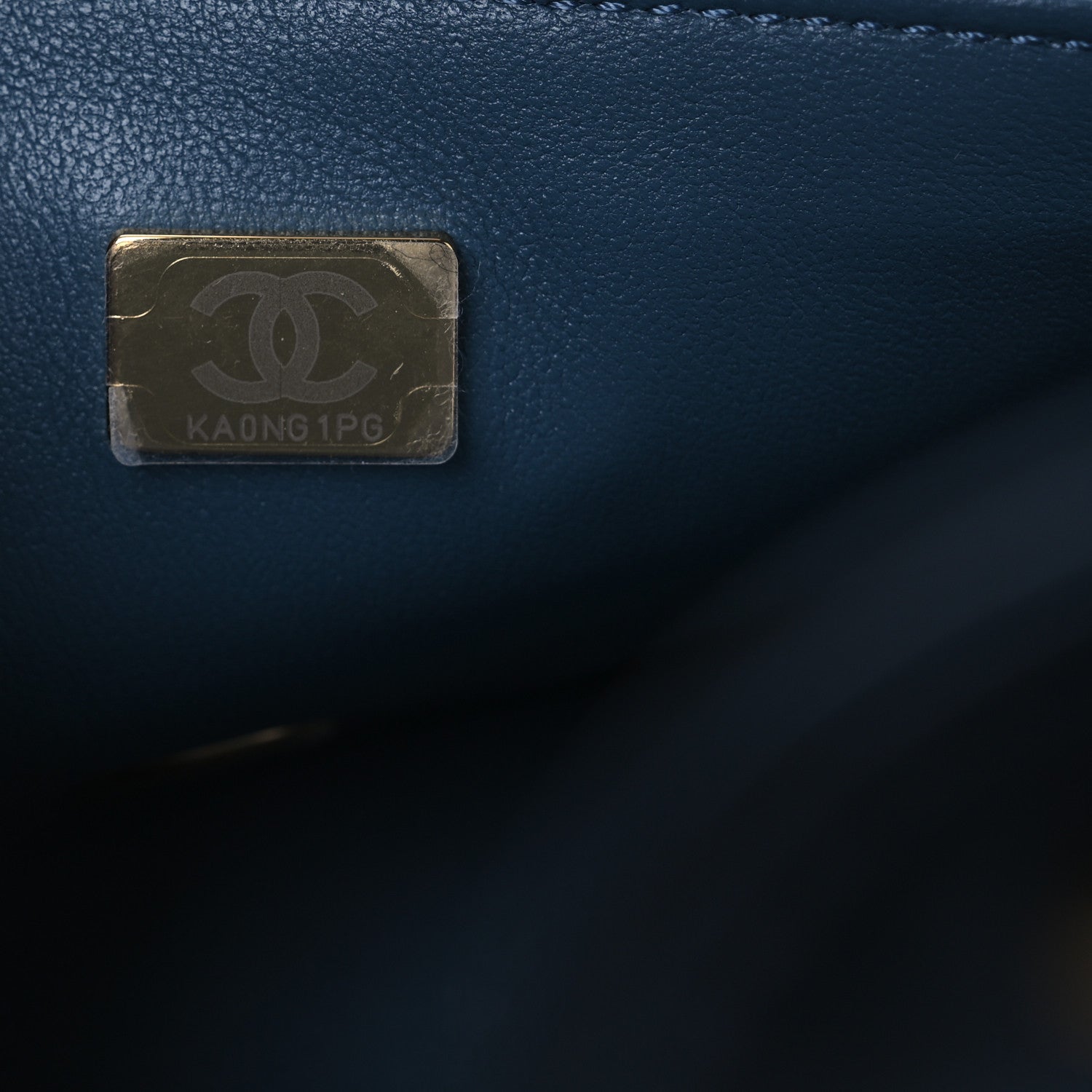 Lambskin Quilted Mini Metal Top Handle Rectangular Flap Blue