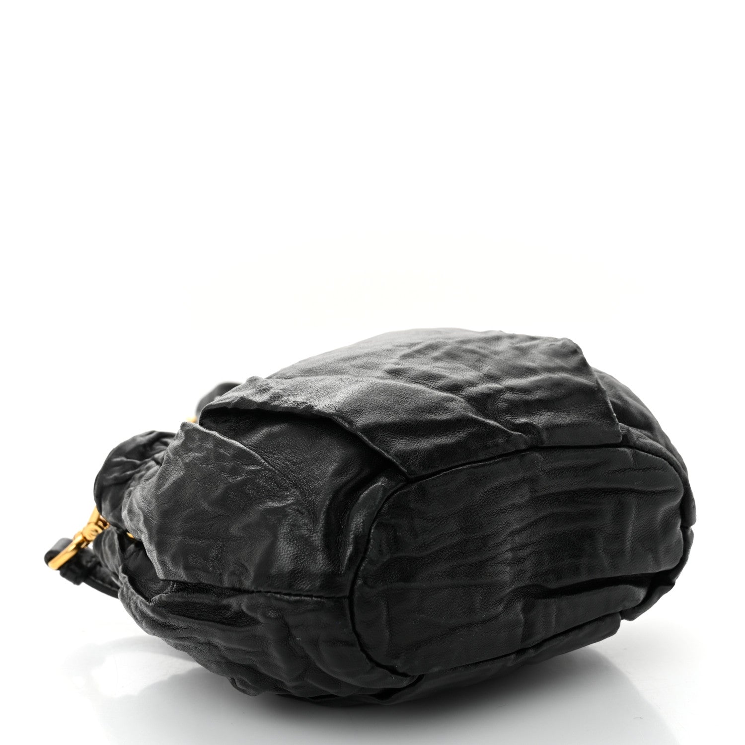 Nappa Logo Mini Drawstring Bucket Bag Black