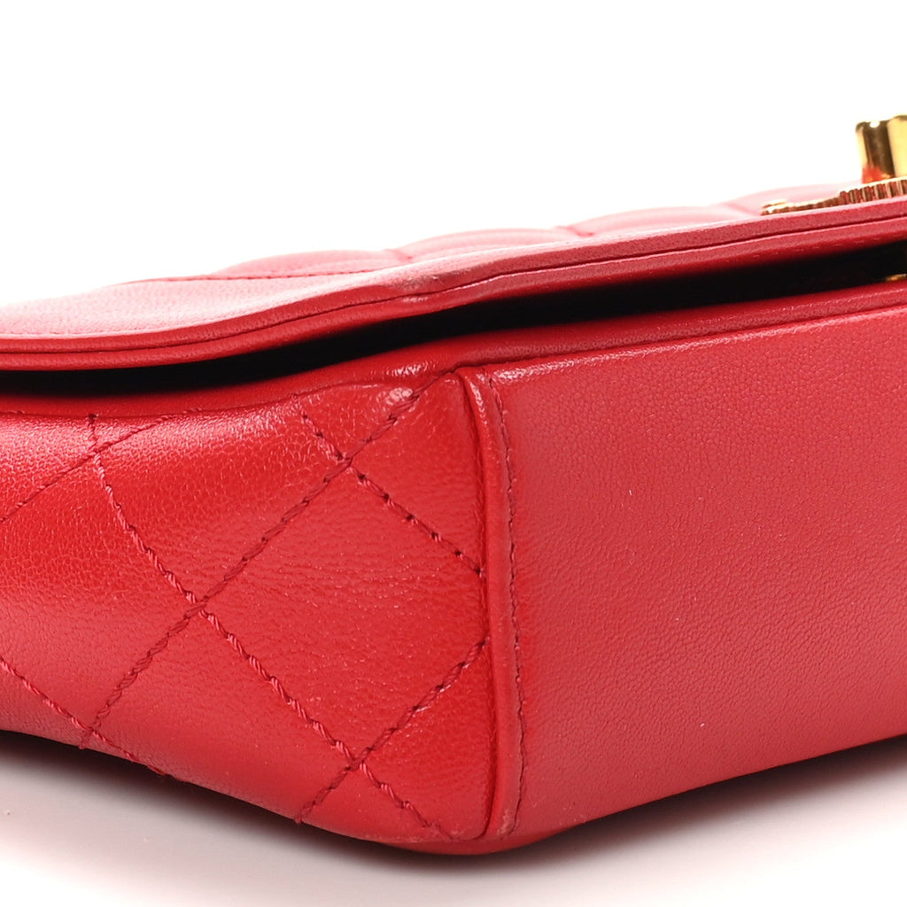 Sheepskin Quilted Medium Vintage Mademoiselle Flap Red