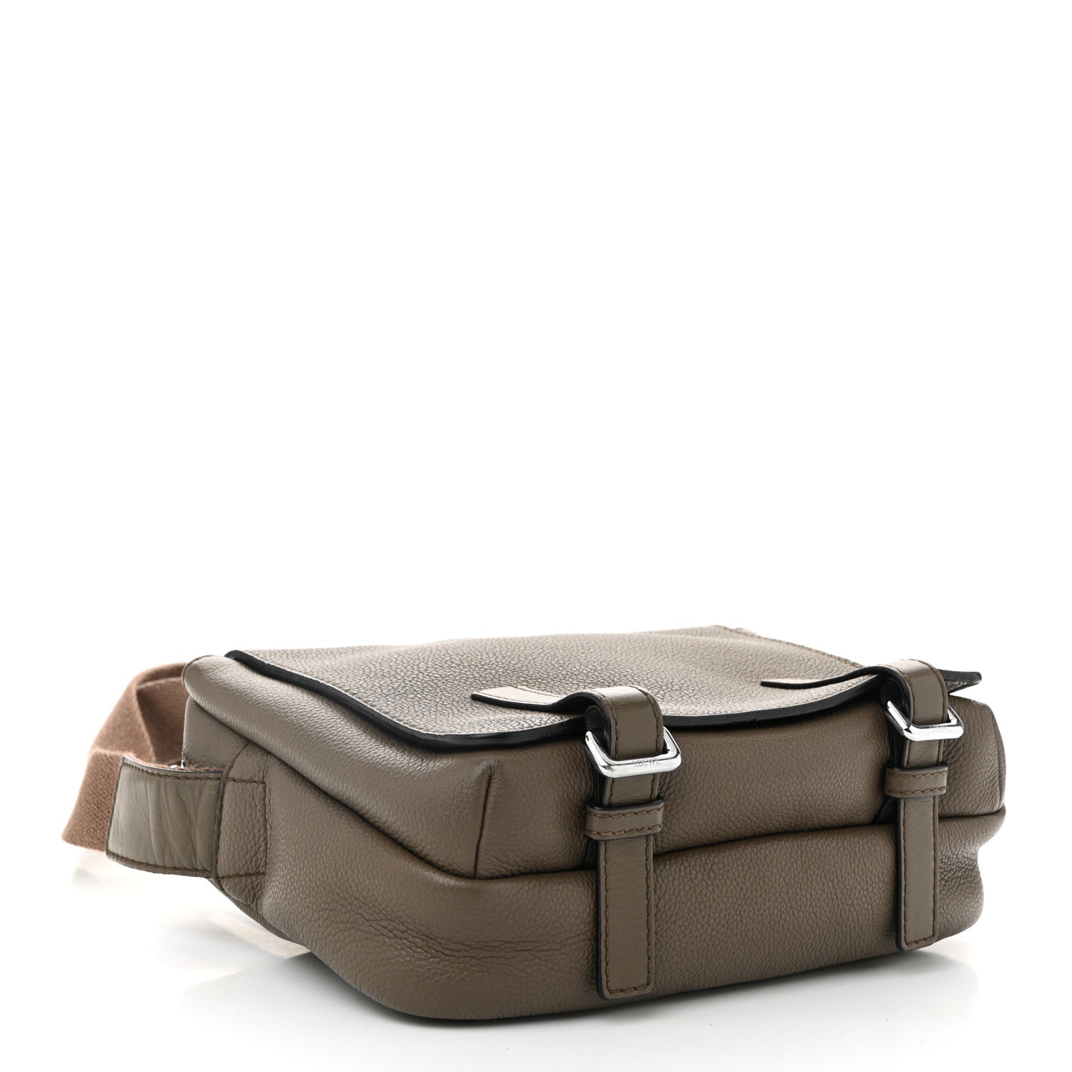 Soft Grained Calfskin Military Messenger Bag Brown
