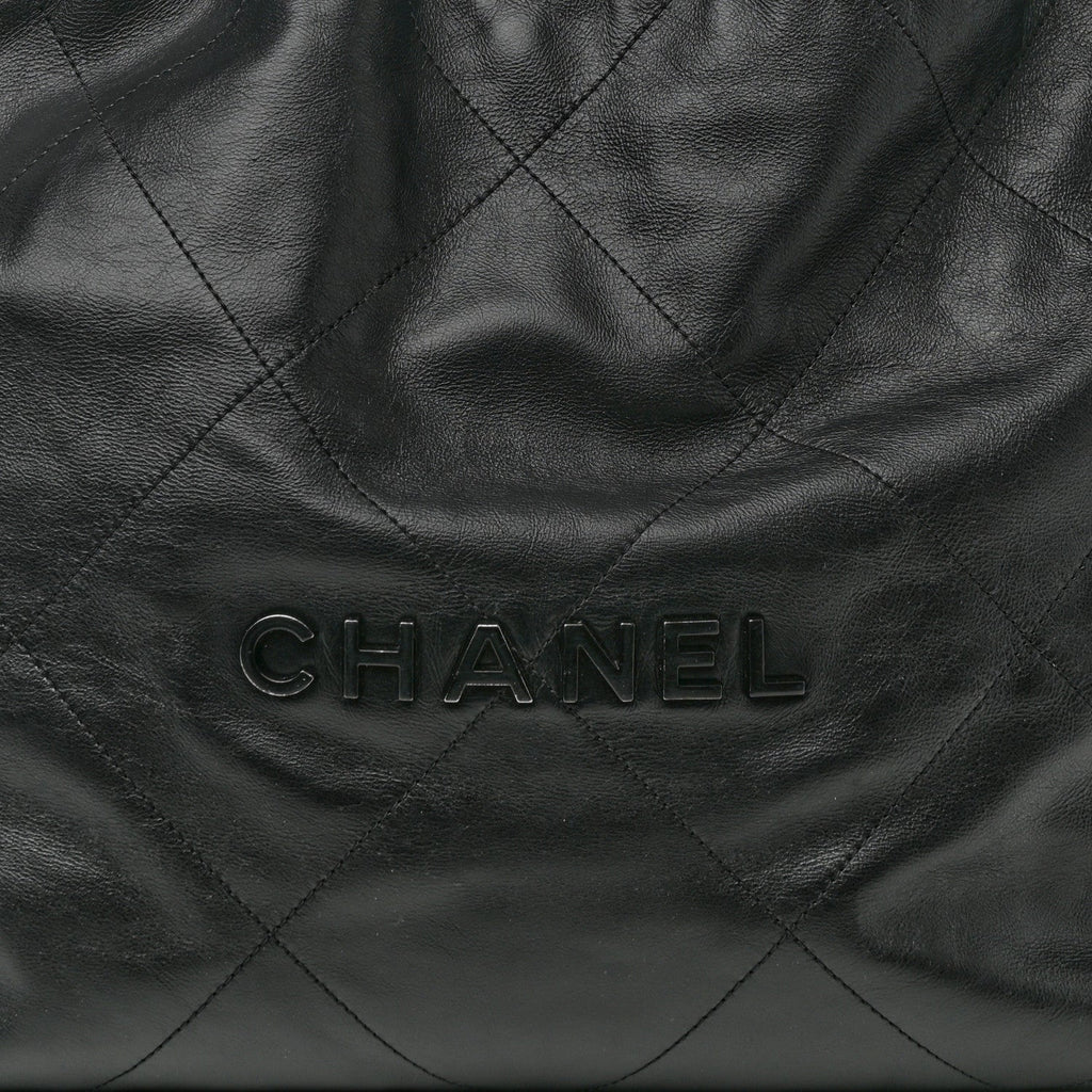 Shiny Calfskin Quilted Small Chanel 22 So Black