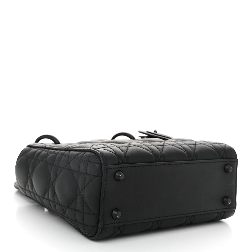 Ultra Matte Calfskin Cannage Mini Lady Dior Black