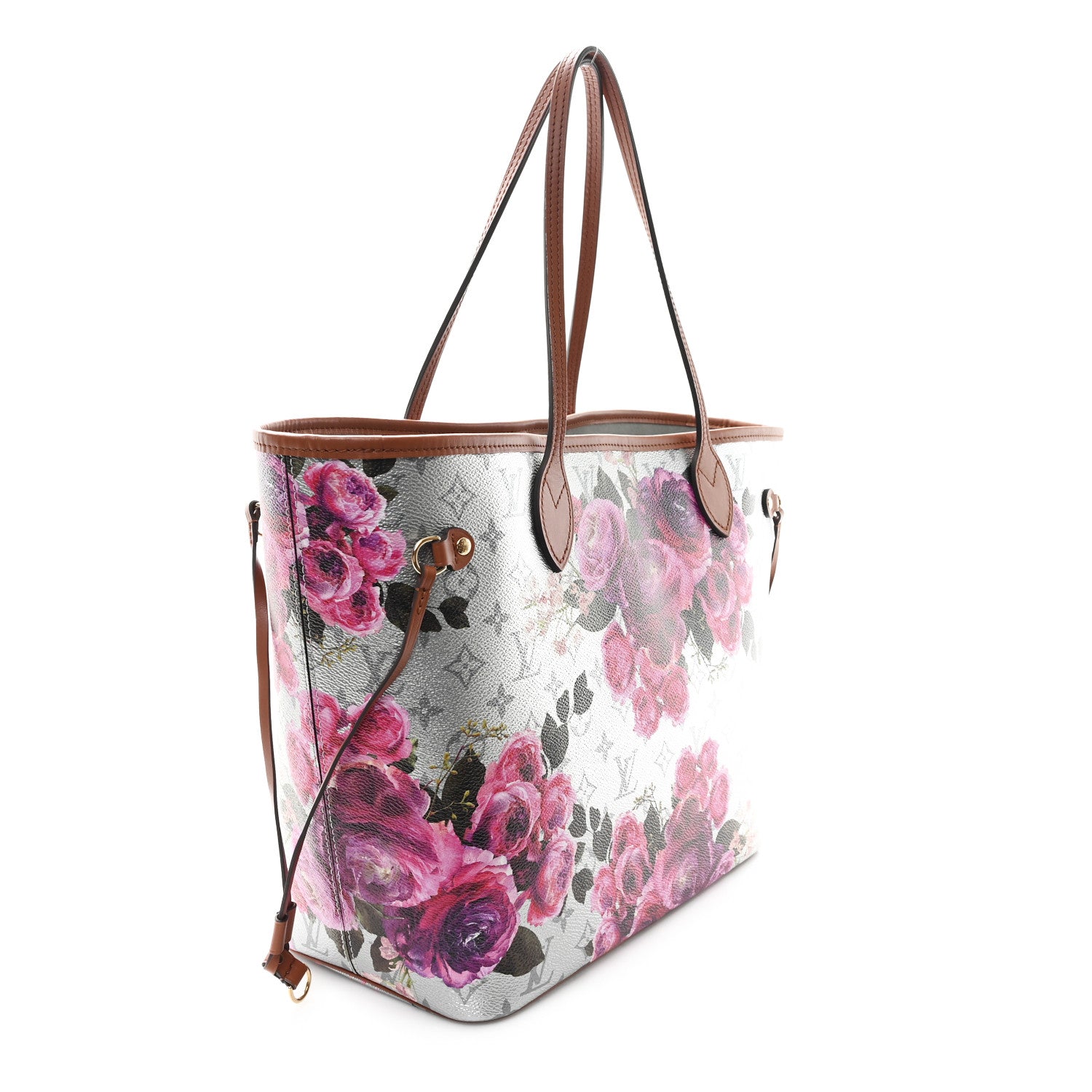 Metallic Monogram LV Garden Neverfull MM Silver