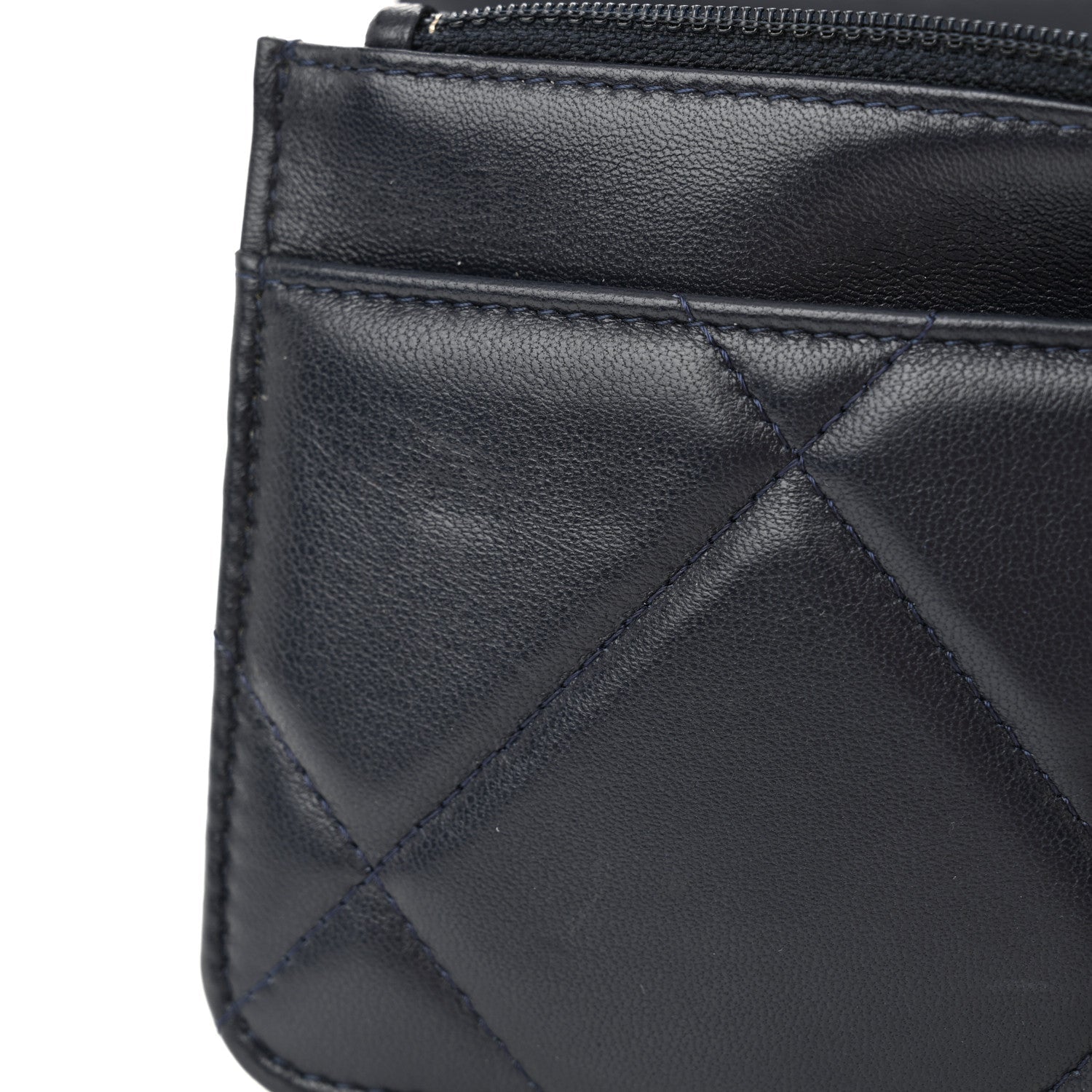 Lambskin Quilted Chanel 19 Wallet On Chain WOC Navy Blue