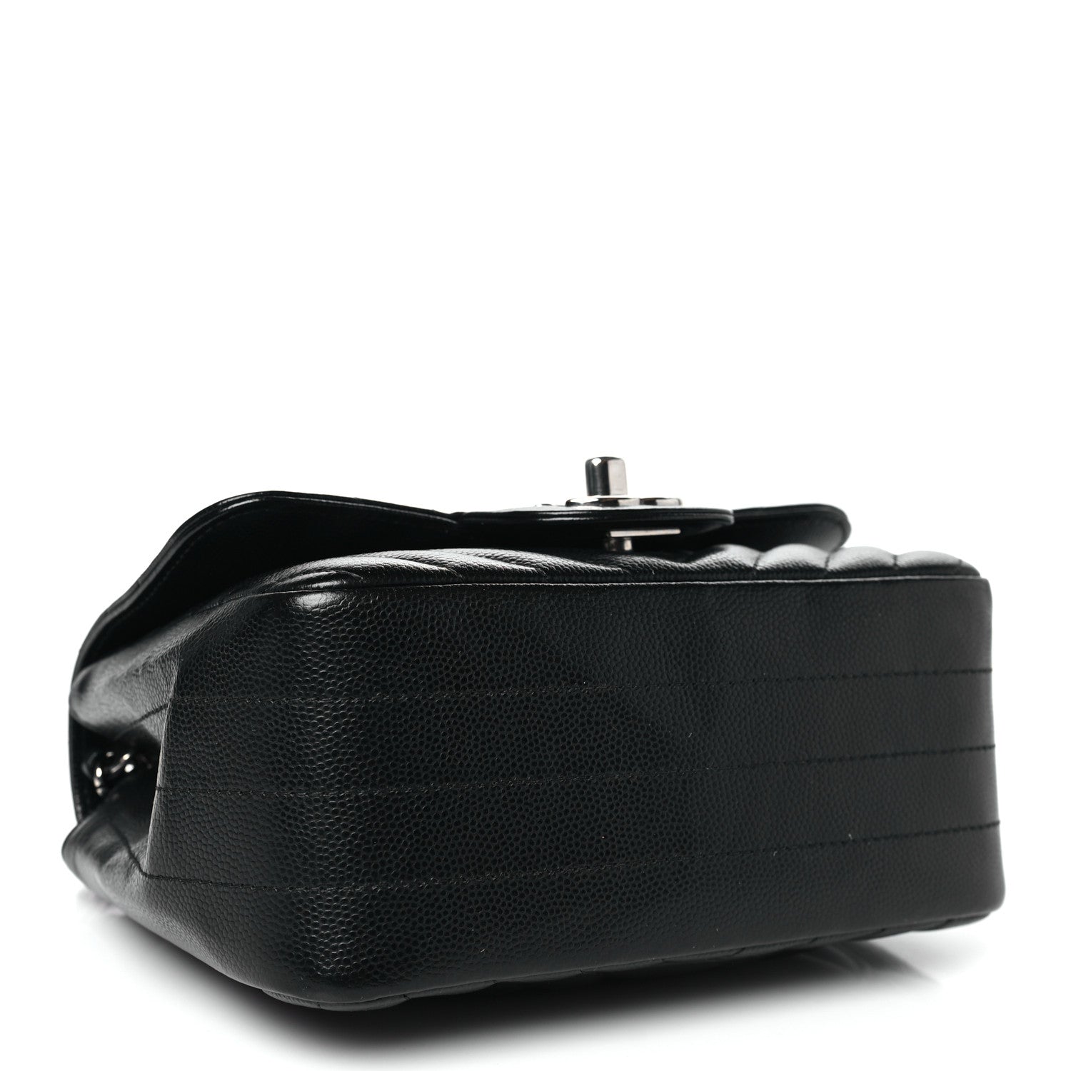 Caviar Chevron Quilted Mini Square Flap Black