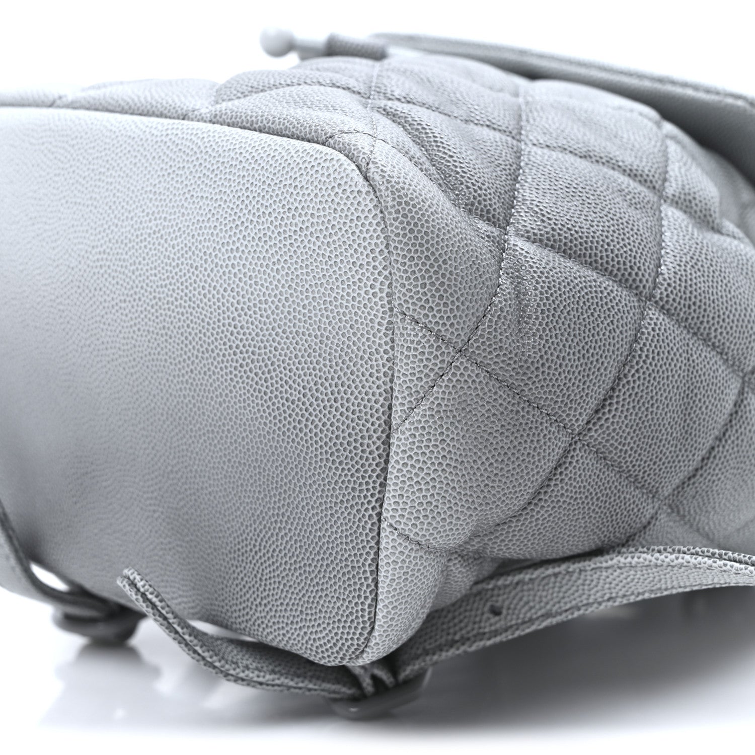 Shaded Caviar Quilted Lacquered CC My Everything Drawstring Backpack Dark Grey Light Grey