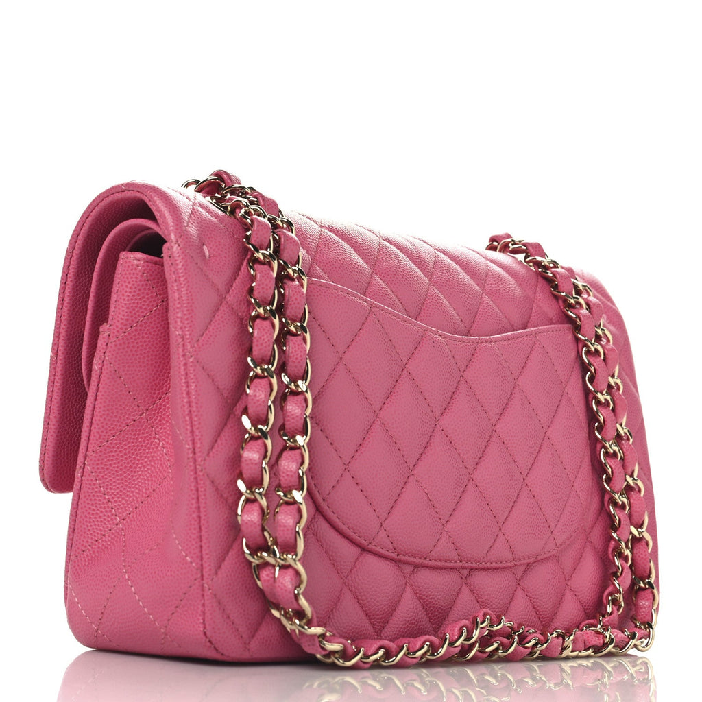 Caviar Quilted Medium Double Flap Pink
