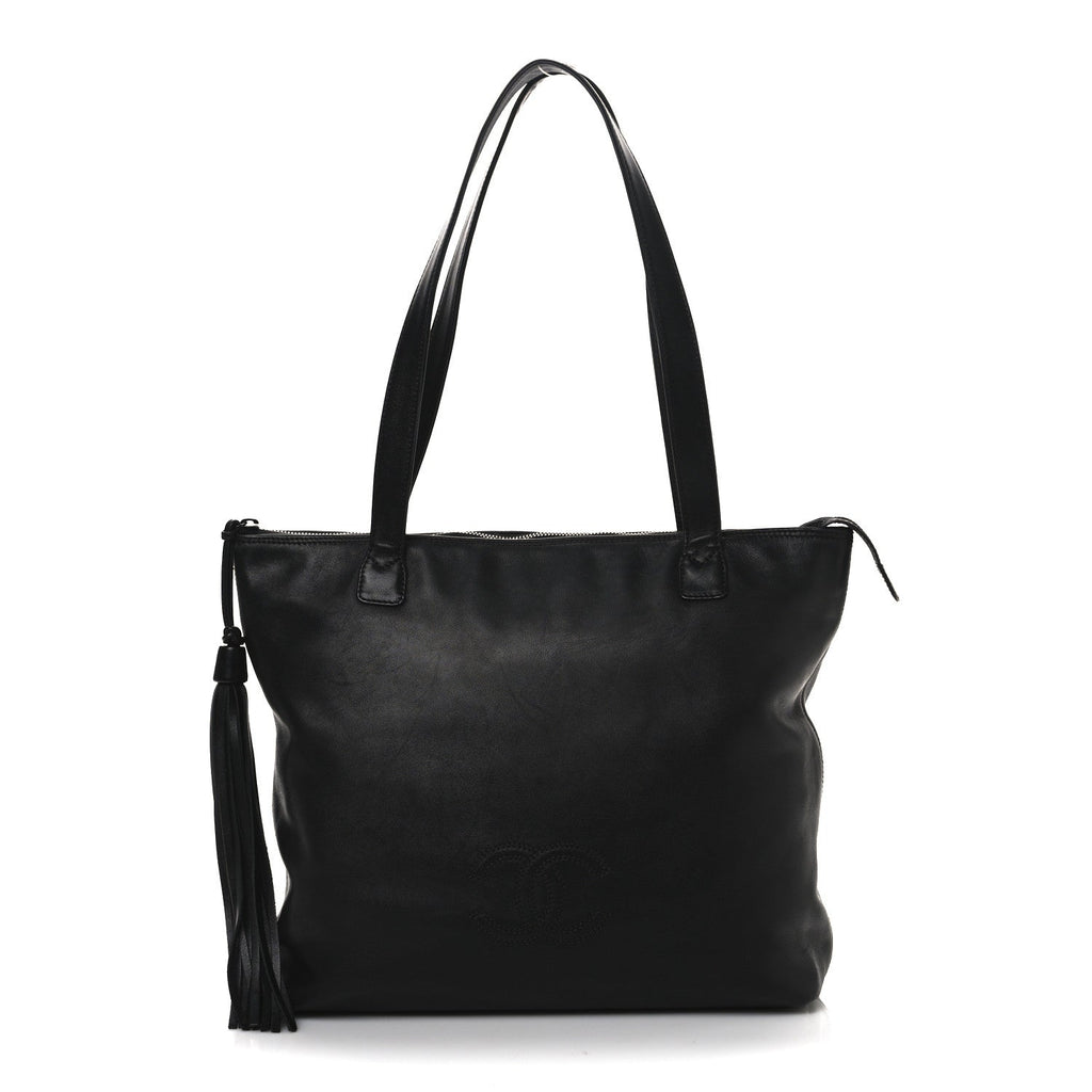 Lambskin CC Shopping Tote Black