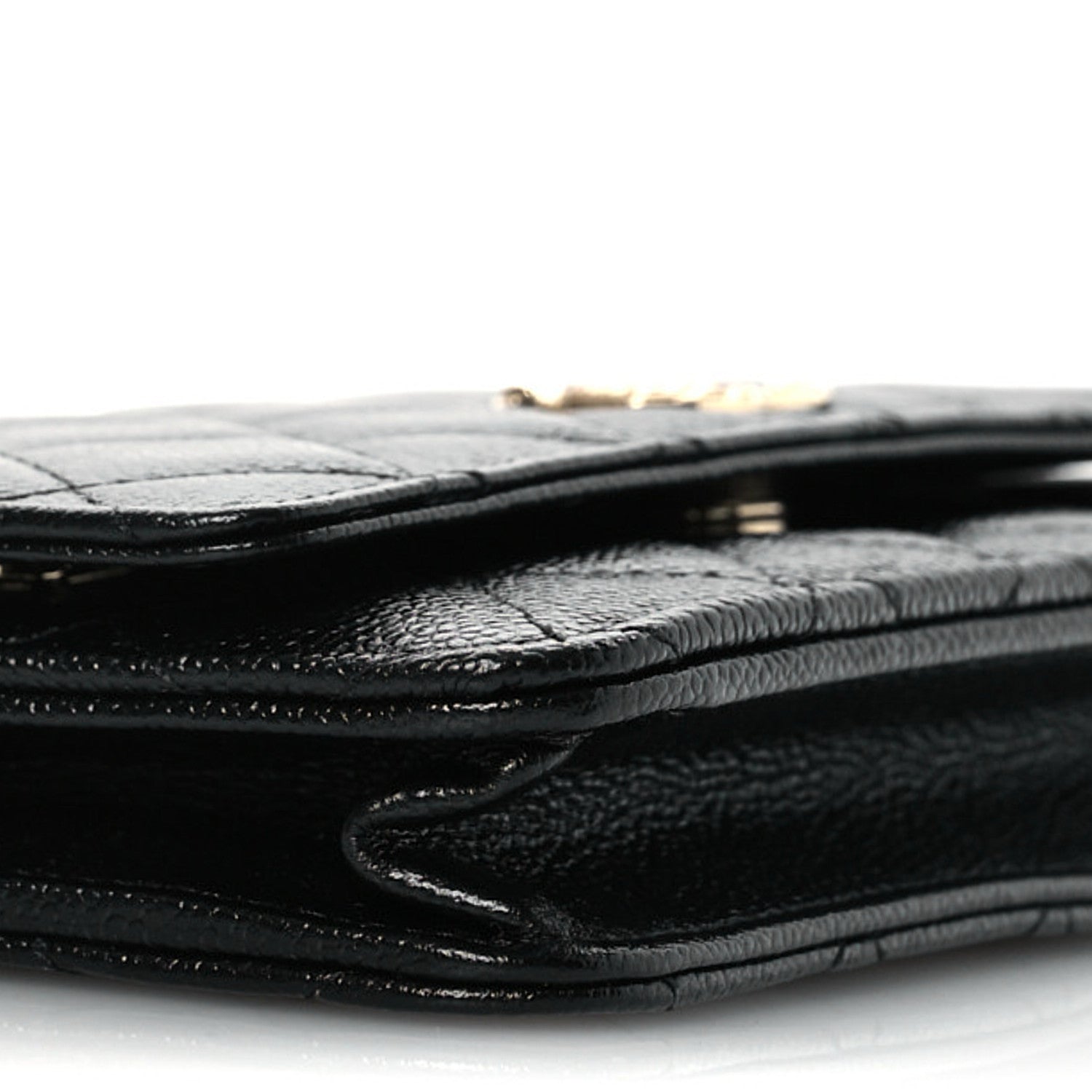 Caviar Quilted Chain CC Wallet On Chain WOC Black