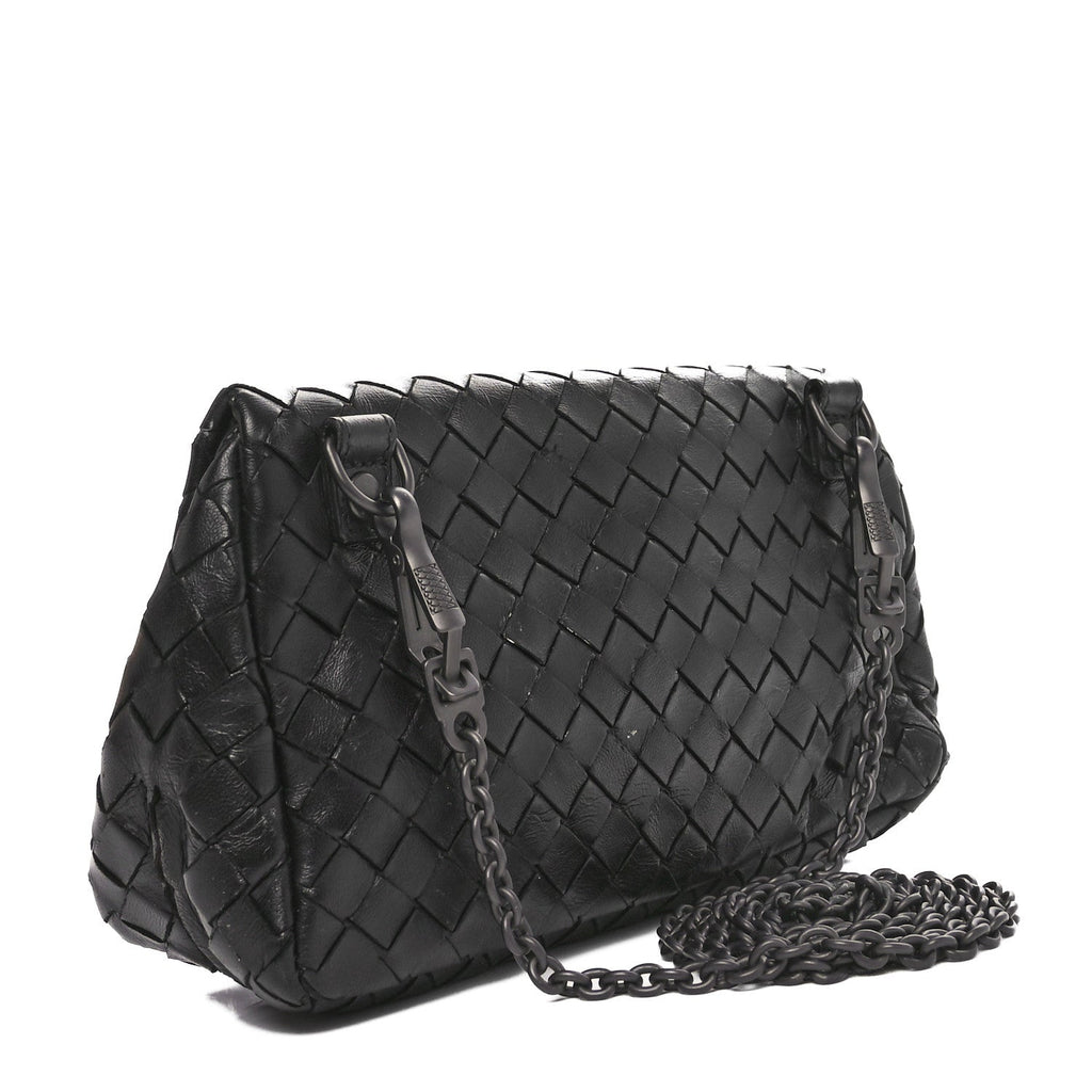 Nappa Intrecciato Small Chain Crossbody Black