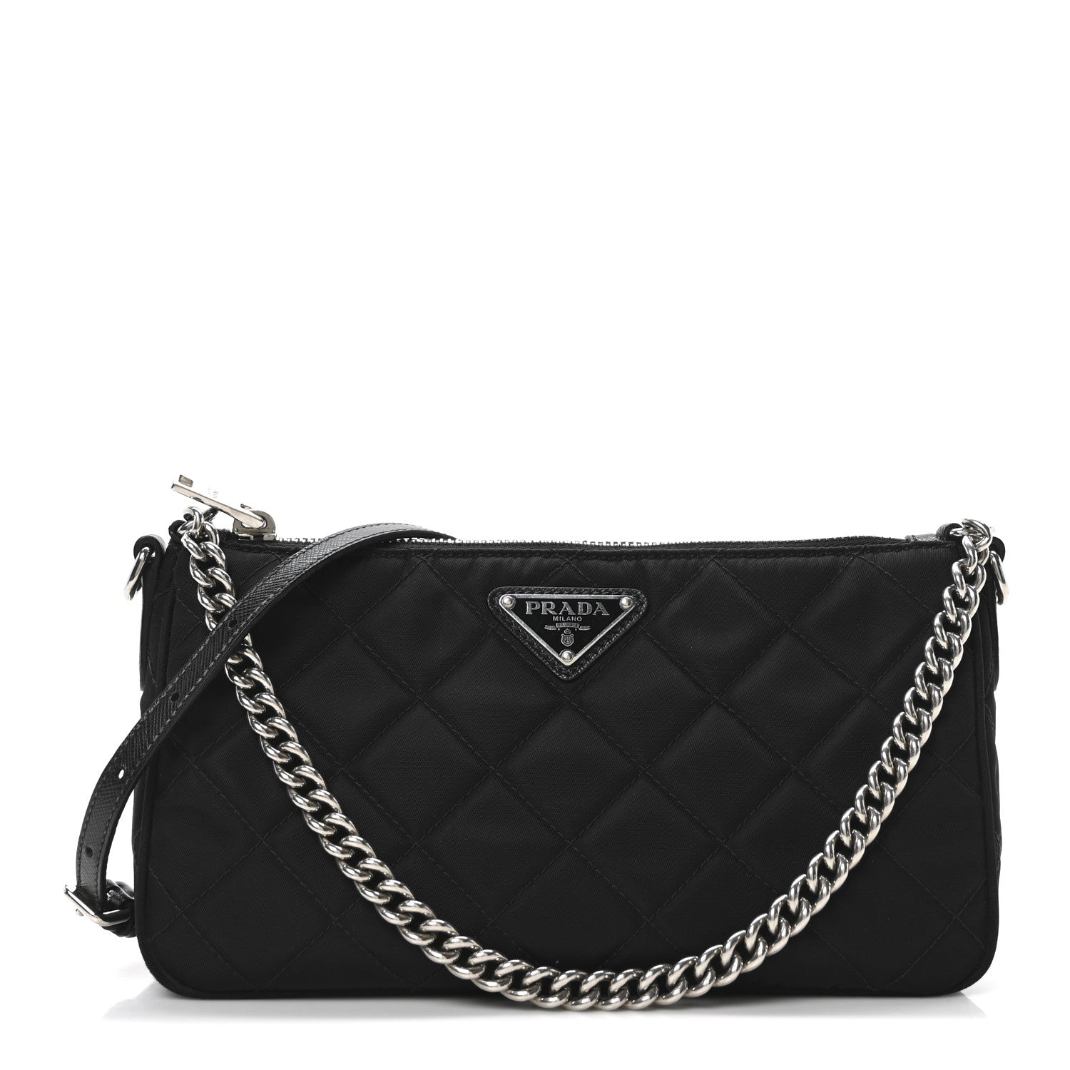 Nylon Tessuto Impuntu Quilted Crossbody Bag Black