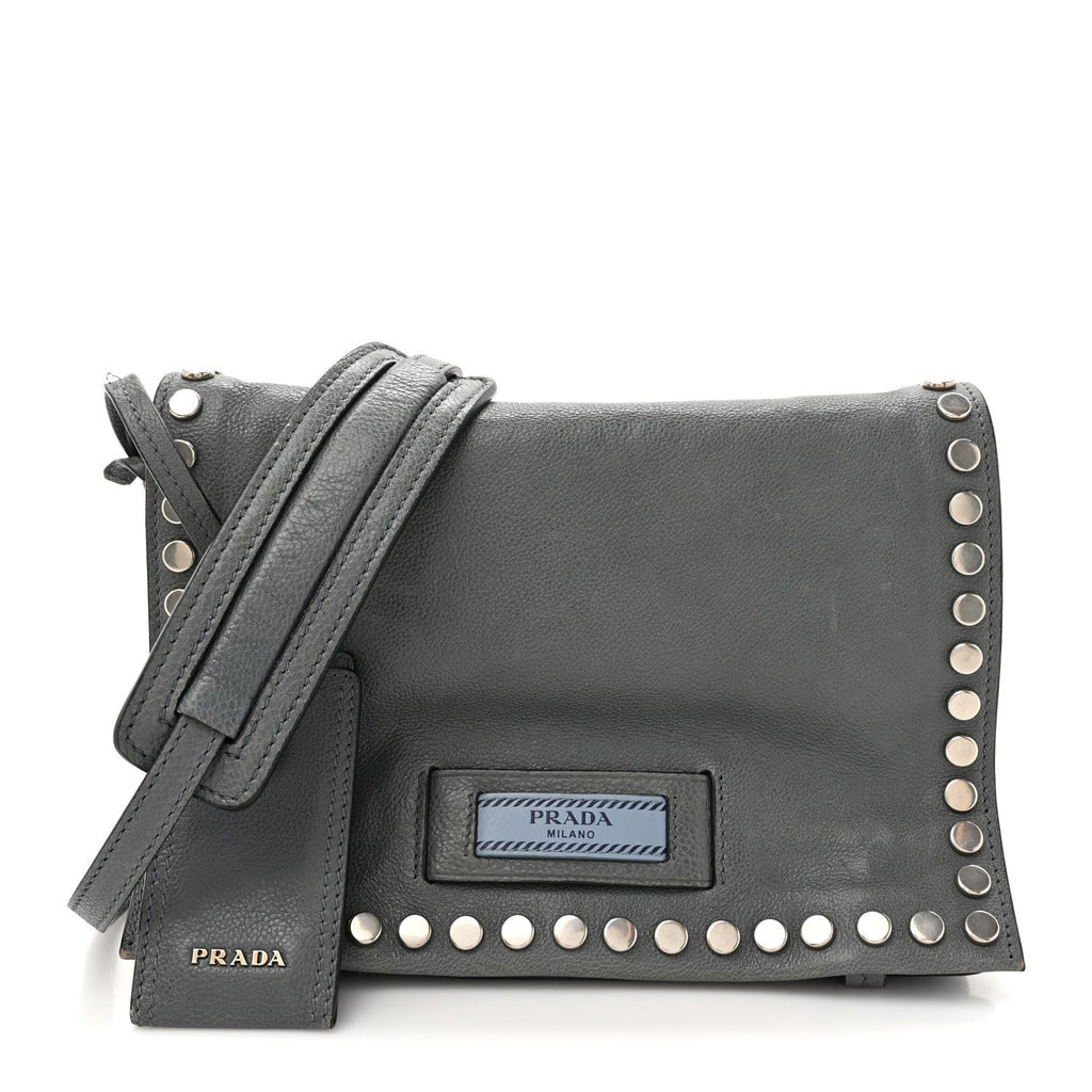 Glace Calf Studded Etiquette Flap Marine Astrale