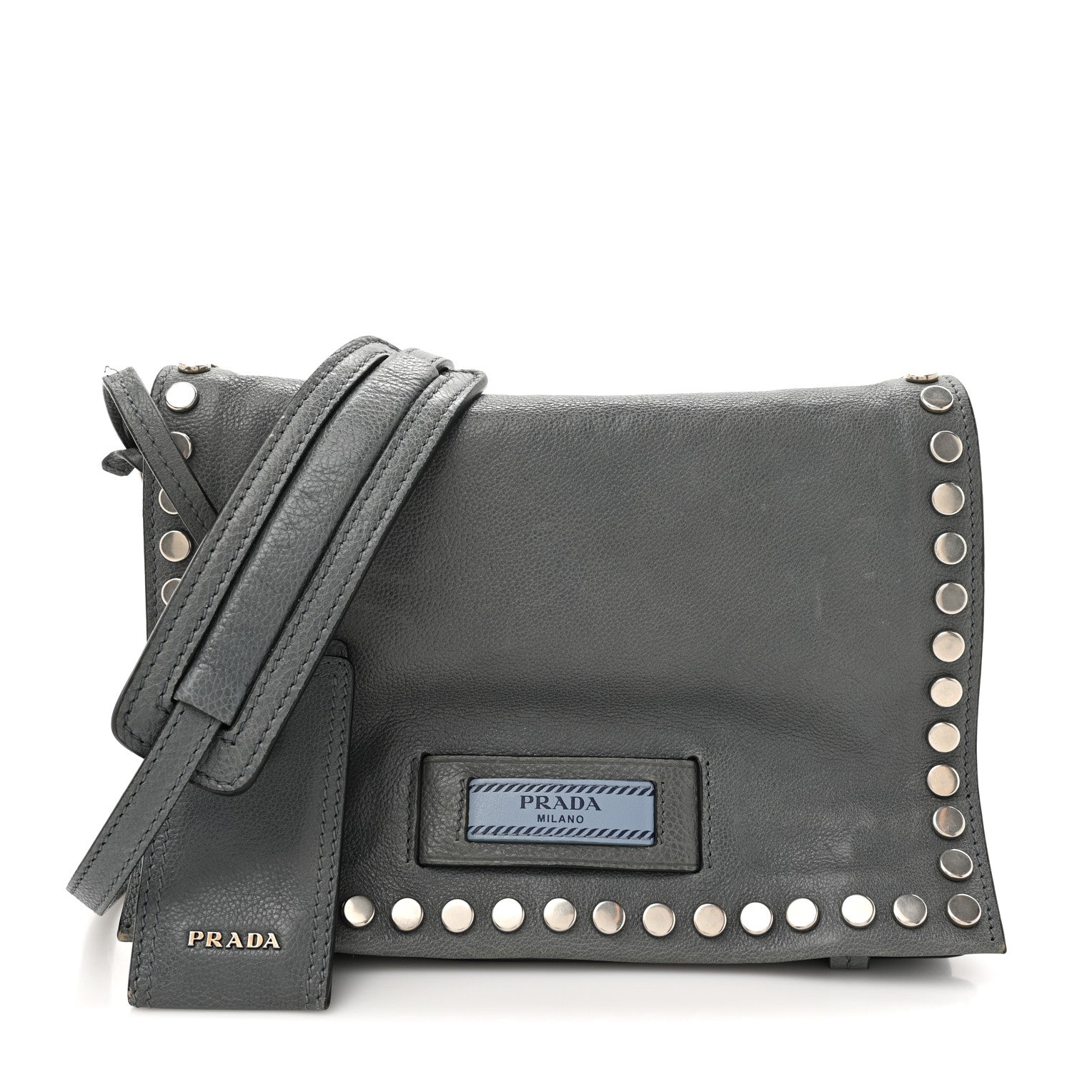 Glace Calf Studded Etiquette Flap Marine Astrale