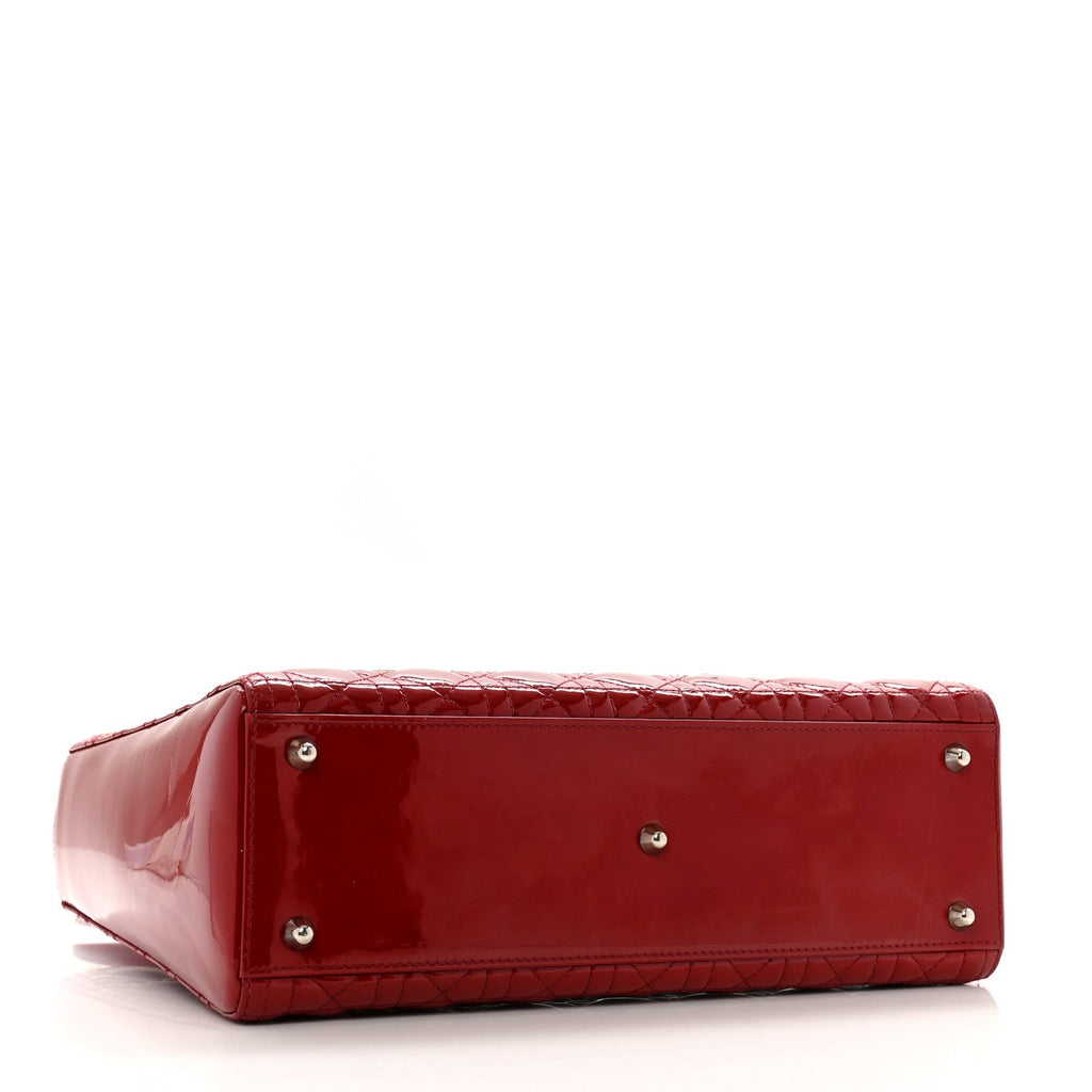 Patent Cannage Large Lady Dior Red