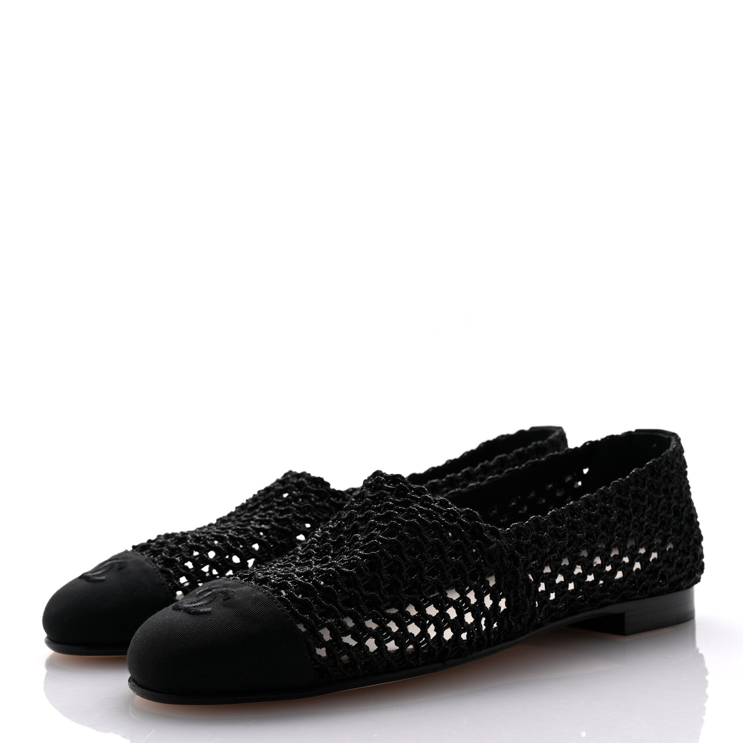 Knit Grosgrain Cap Toe CC Moccasin Loafers  36.5 Black