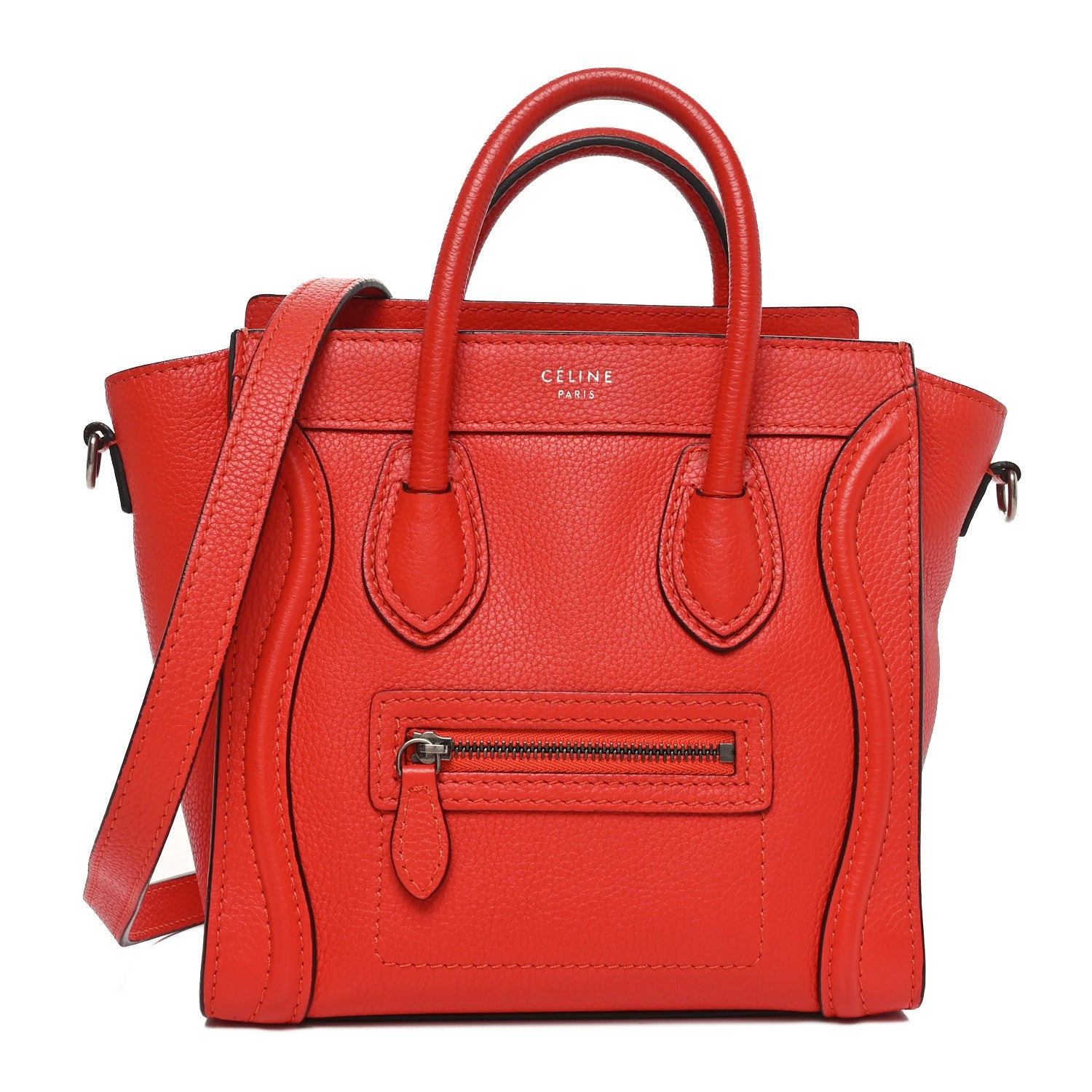 Drummed Calfskin Nano Luggage Coquelicot