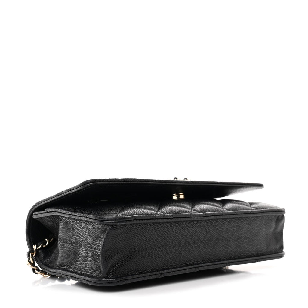 Caviar Quilted Coco Candy Wallet On Chain WOC Black