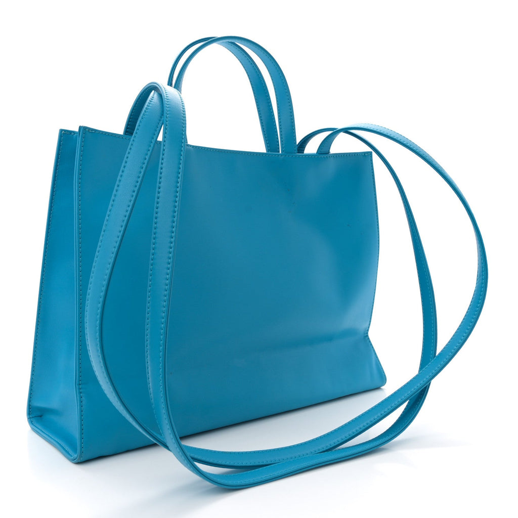 Vegan Leather Medium Shopping Bag Cyan