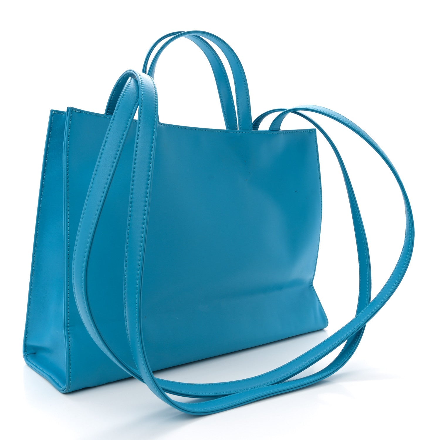 Vegan Leather Medium Shopping Bag Cyan