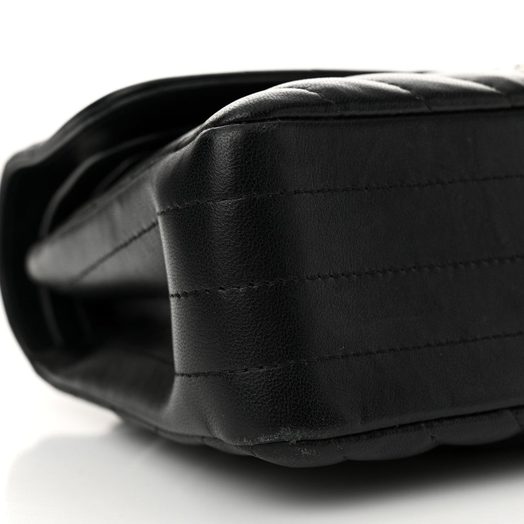 Lambskin Chevron Quilted Small Double Flap Black