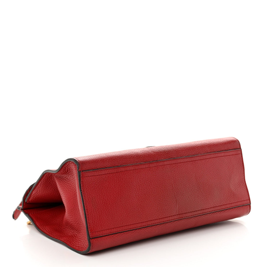 Calfskin Small GG Marmont Top Handle Bag Vulcanic Red