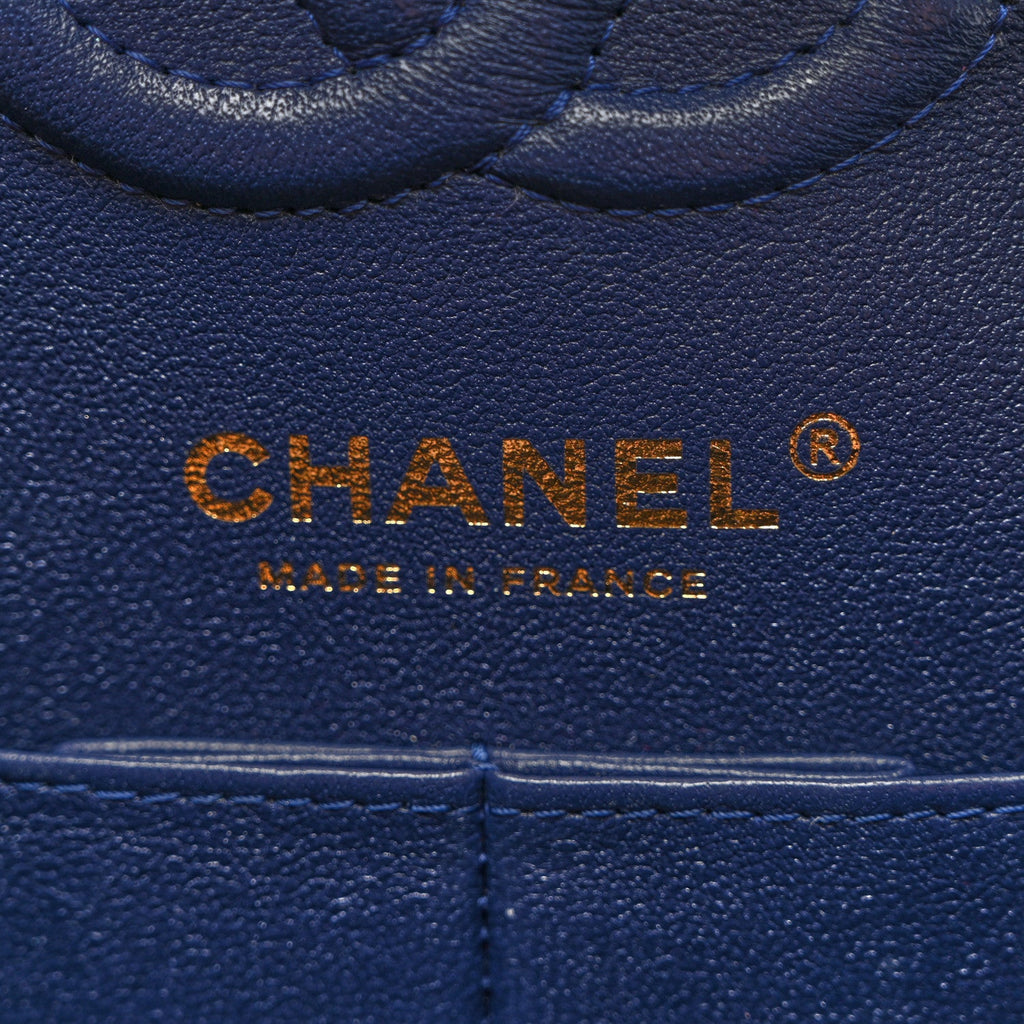 Caviar Quilted Small Double Flap Navy