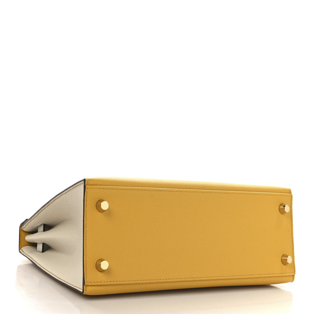 Epsom Bi-Color Horseshoe Kelly Sellier 25 Jaune Ambre Craie