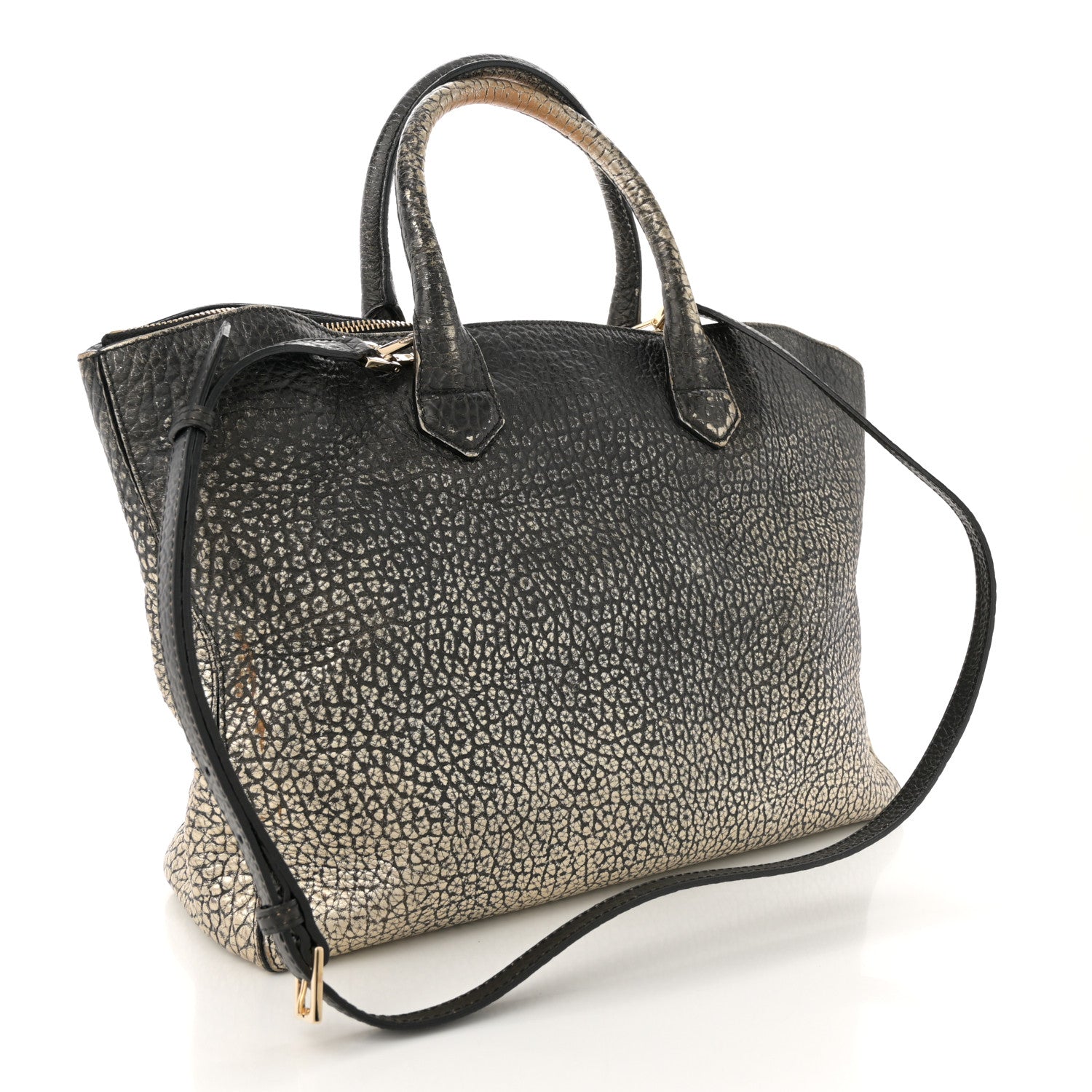 Gradient Metallic Signature Grain Medium Dewsbury Tote Black Gold