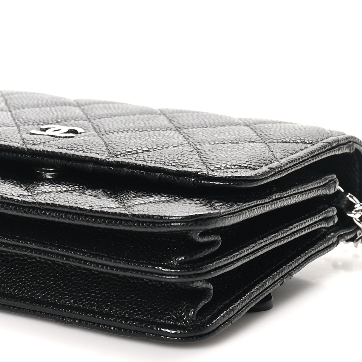 Caviar Quilted Mini Wallet On Chain WOC Black