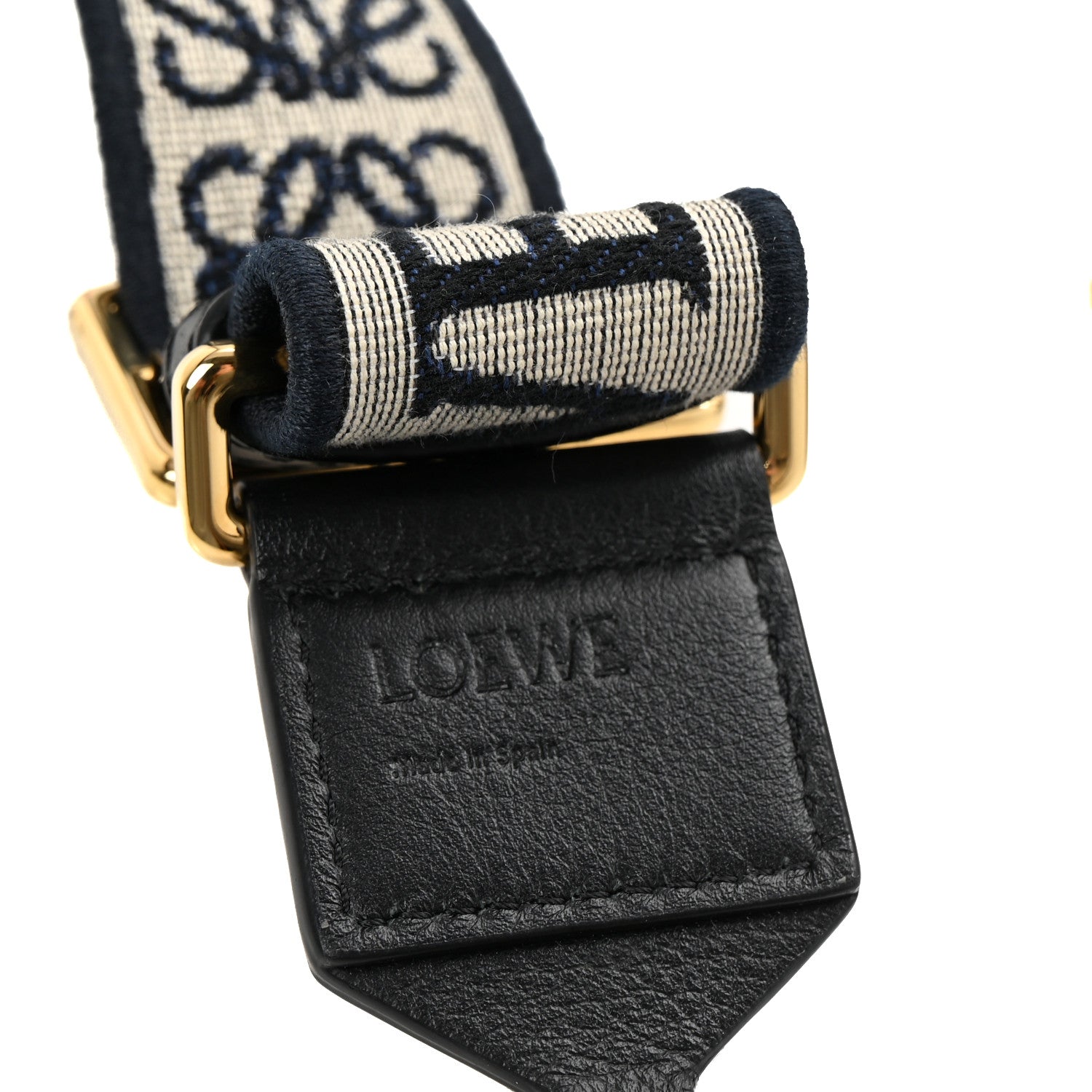 Calfskin Jacquard Anagram Strap Navy Black