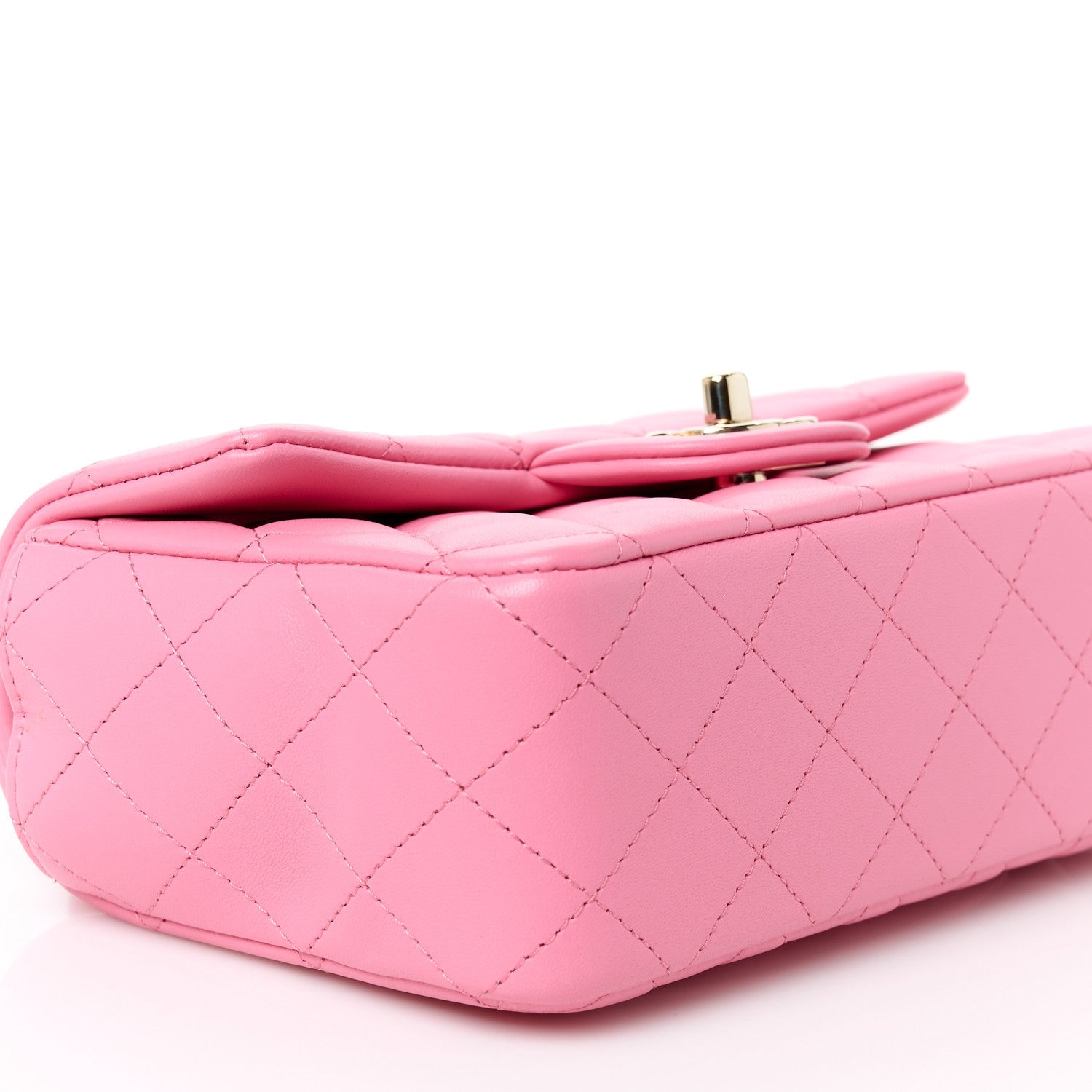 Lambskin Quilted Mini Top Handle Rectangular Flap Pink