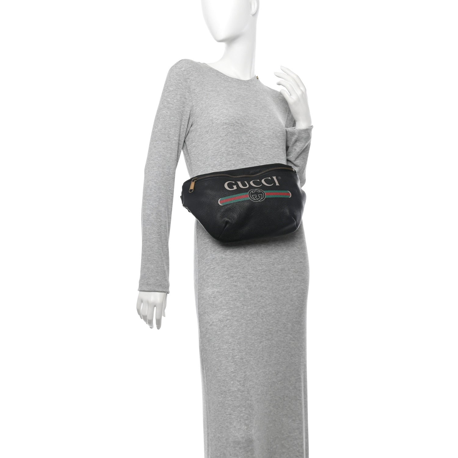 Grained Calfskin Logo Belt Bag Black