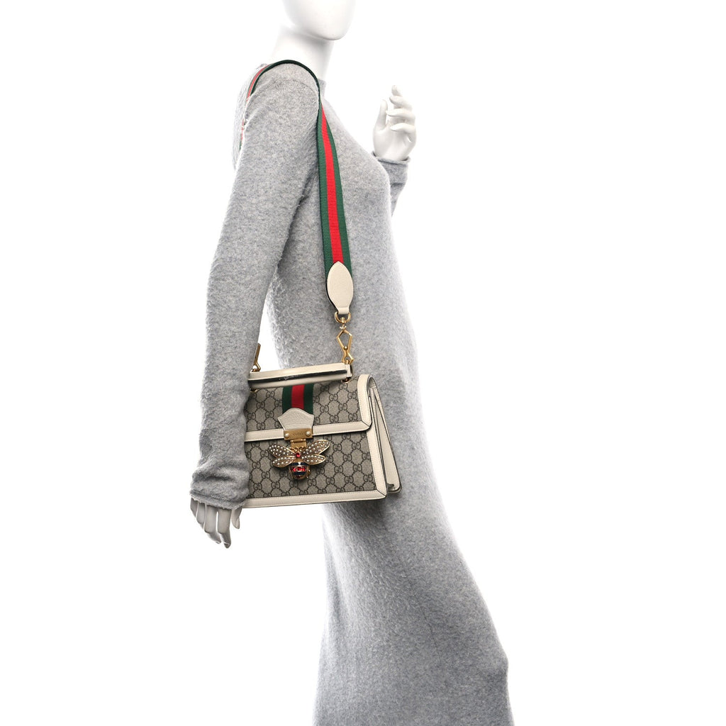 GG Supreme Monogram Small Queen Margaret Top Handle Bag White