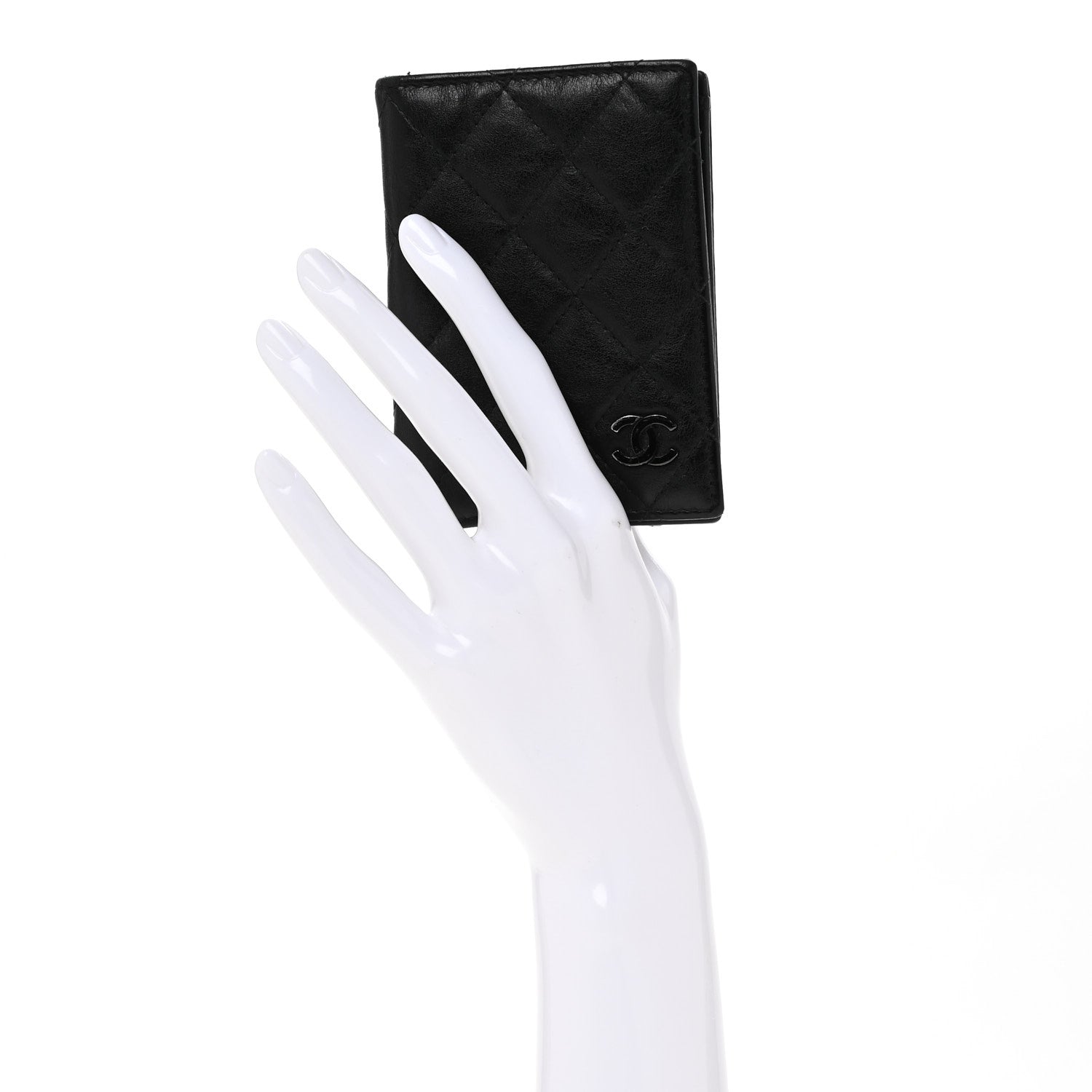 Crumpled Calfskin Quilted  Holder Wallet So Black