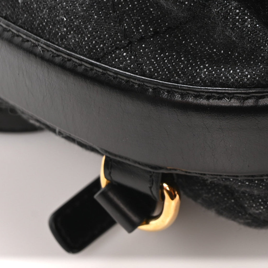 Denim Calfskin Quilted Backpack Black