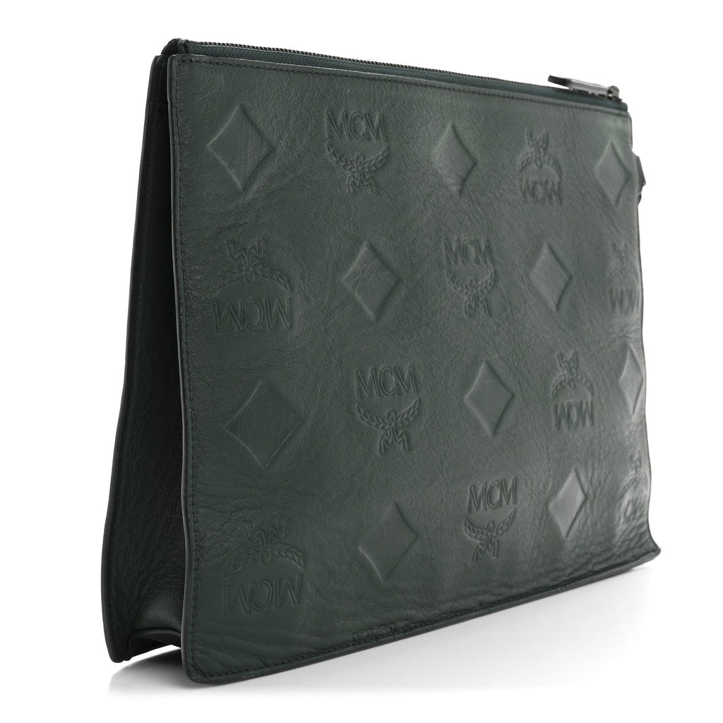 Calfskin Ottomar Wristlet Pouch Forest Green