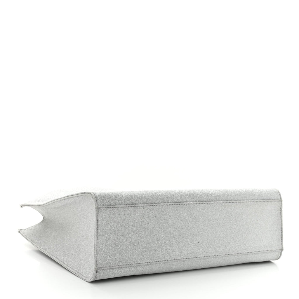 Glitter Microfiber Large Shopping Bag Silver