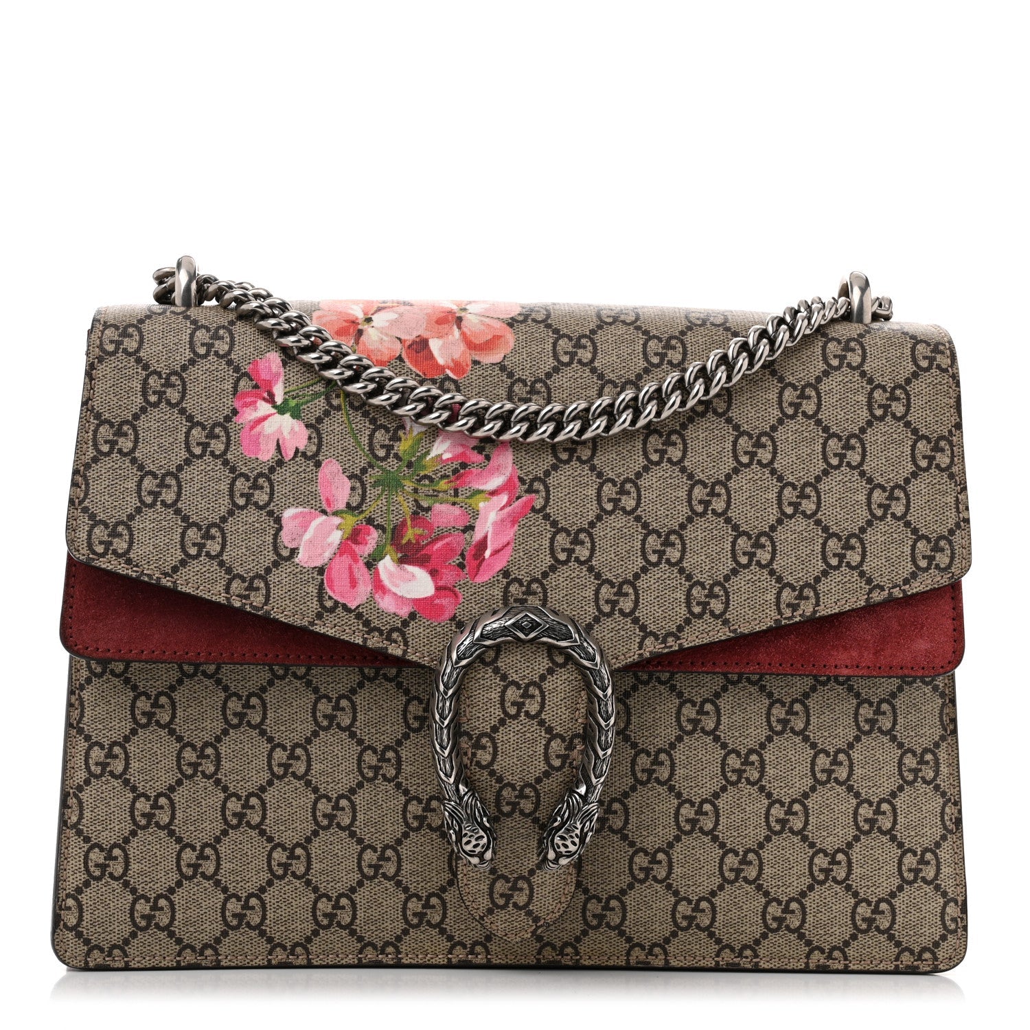 GG Supreme Monogram Blooms Medium Dionysus Shoulder Bag Beige Multicolor Dry Rose