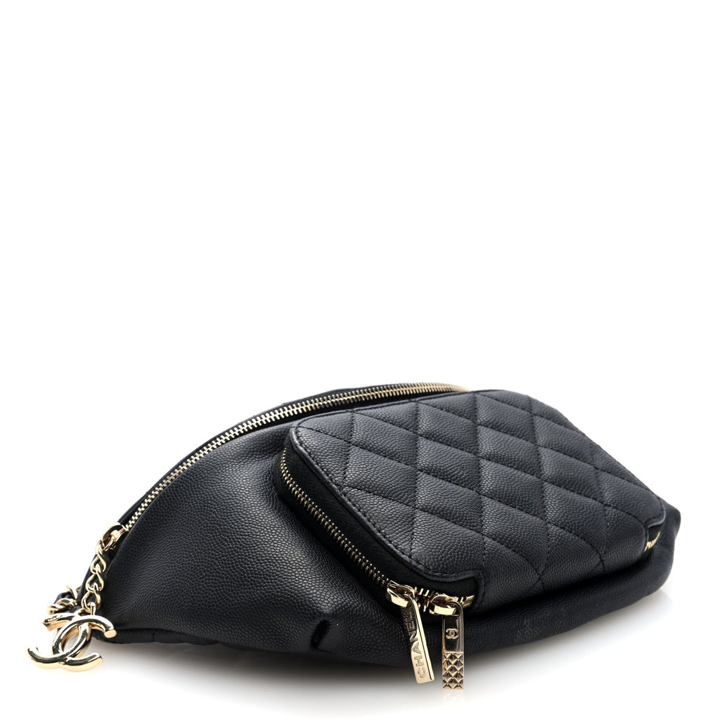 Caviar Quilted Business Affinity Waist Belt Bag Black