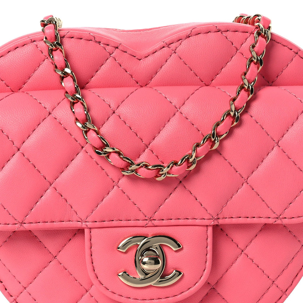 Lambskin Quilted CC In Love Heart Bag Pink