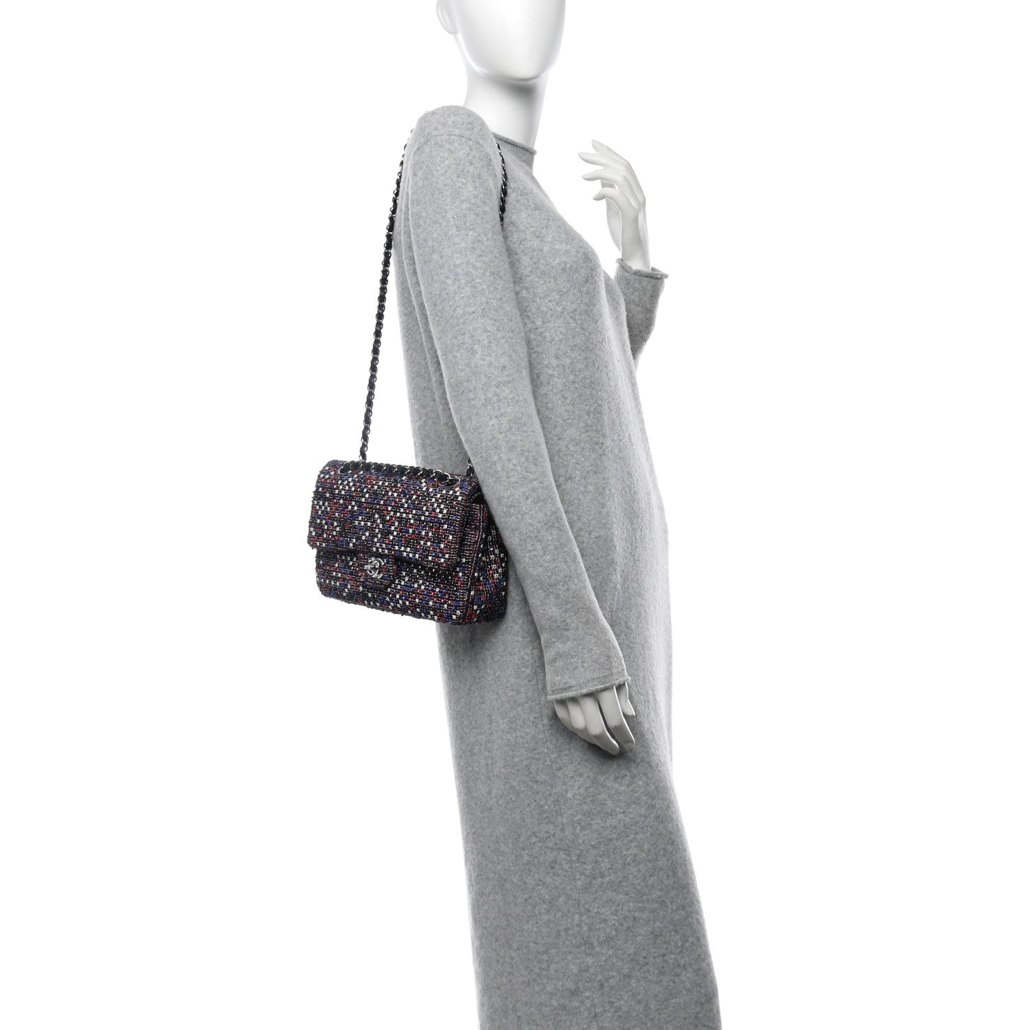 Sequin Tweed Medium Double Flap Red White Blue
